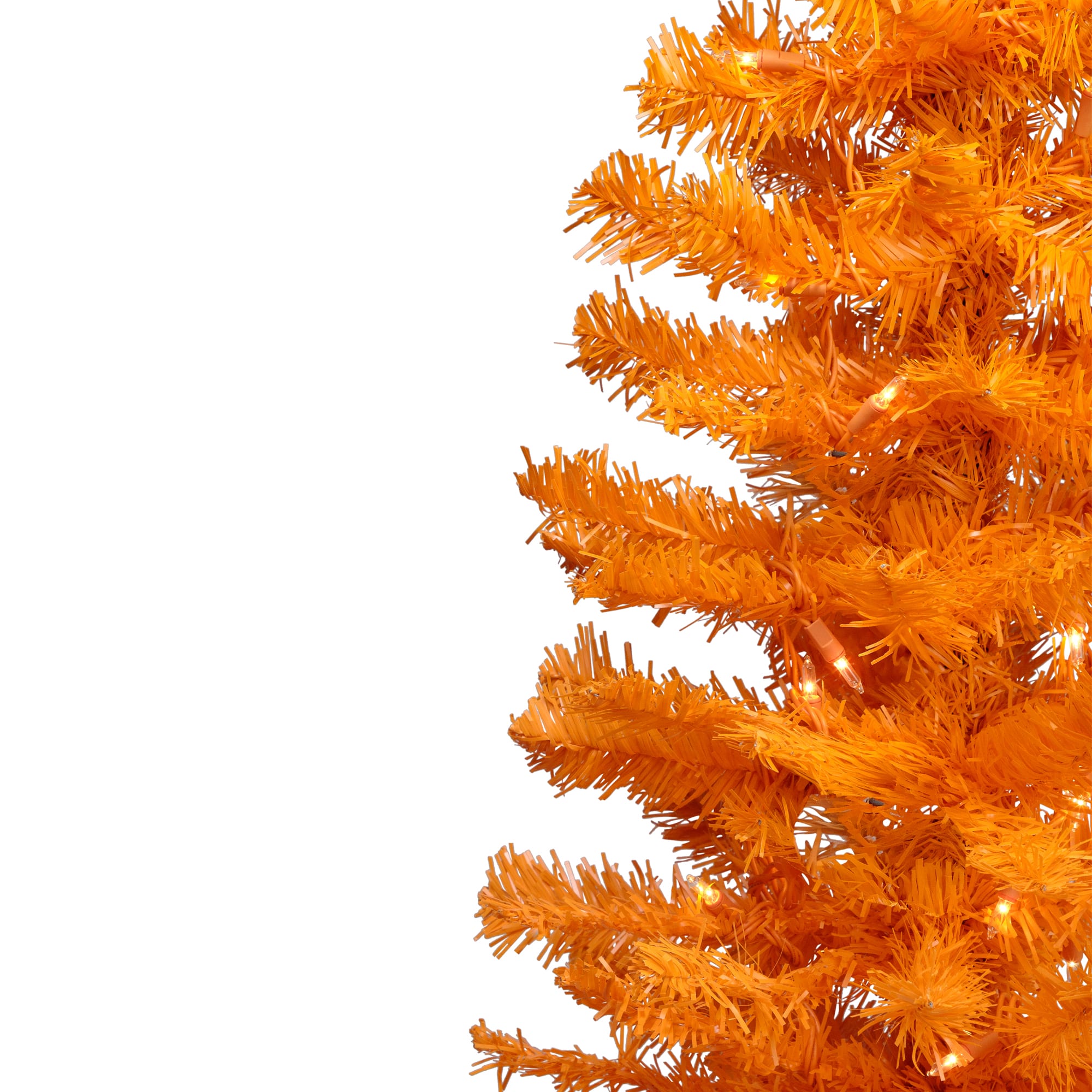 3ft. Pre-Lit Medium Orange Artificial Pine Christmas Tree, Clear Lights