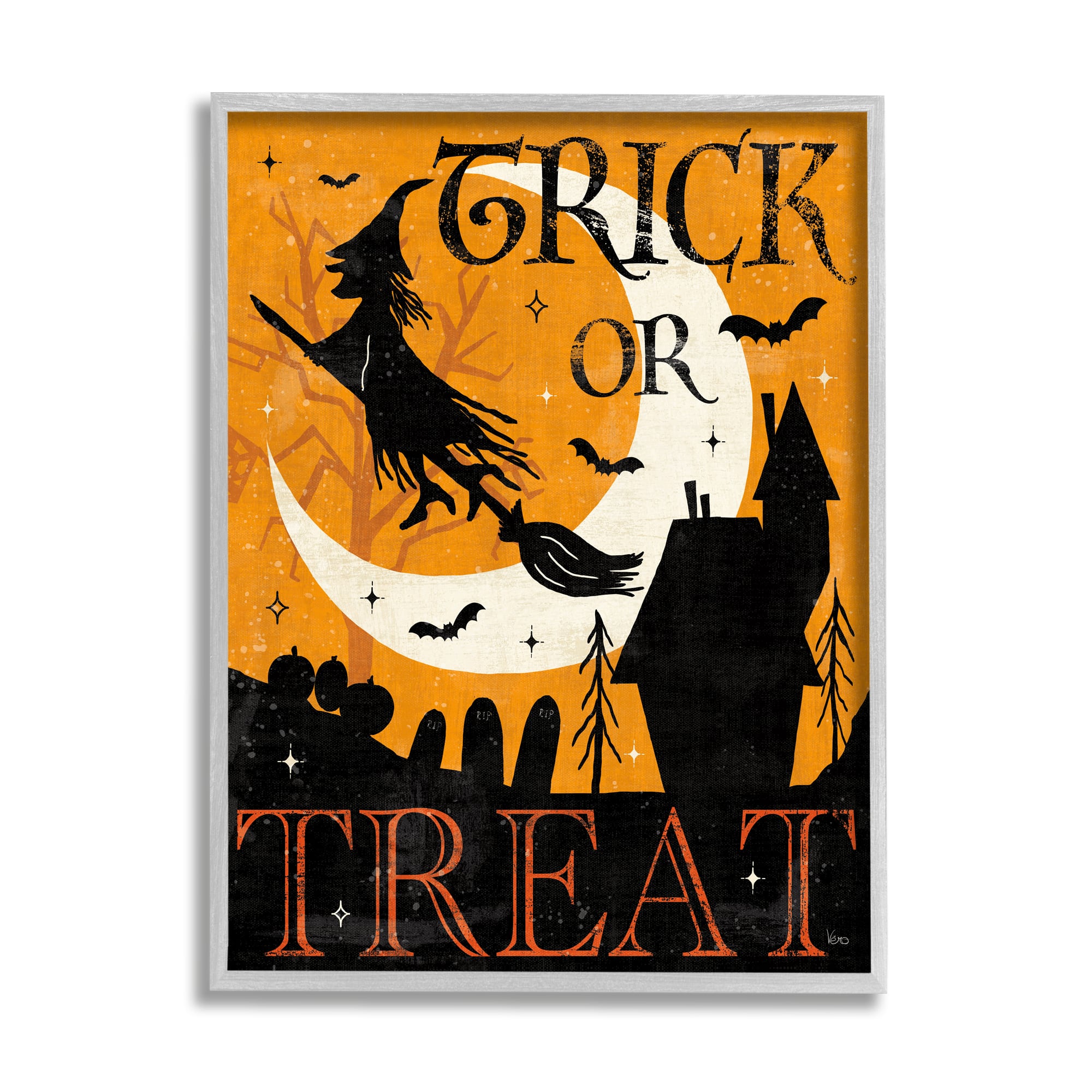 Stupell Industries Trick or Treat Halloween Witch Framed Giclée Wall Art