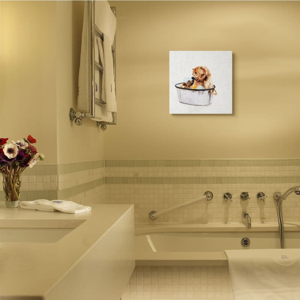 Stupell Industries Rustic Mother Bear and Cub in Bubble Bath Canvas Wall Art