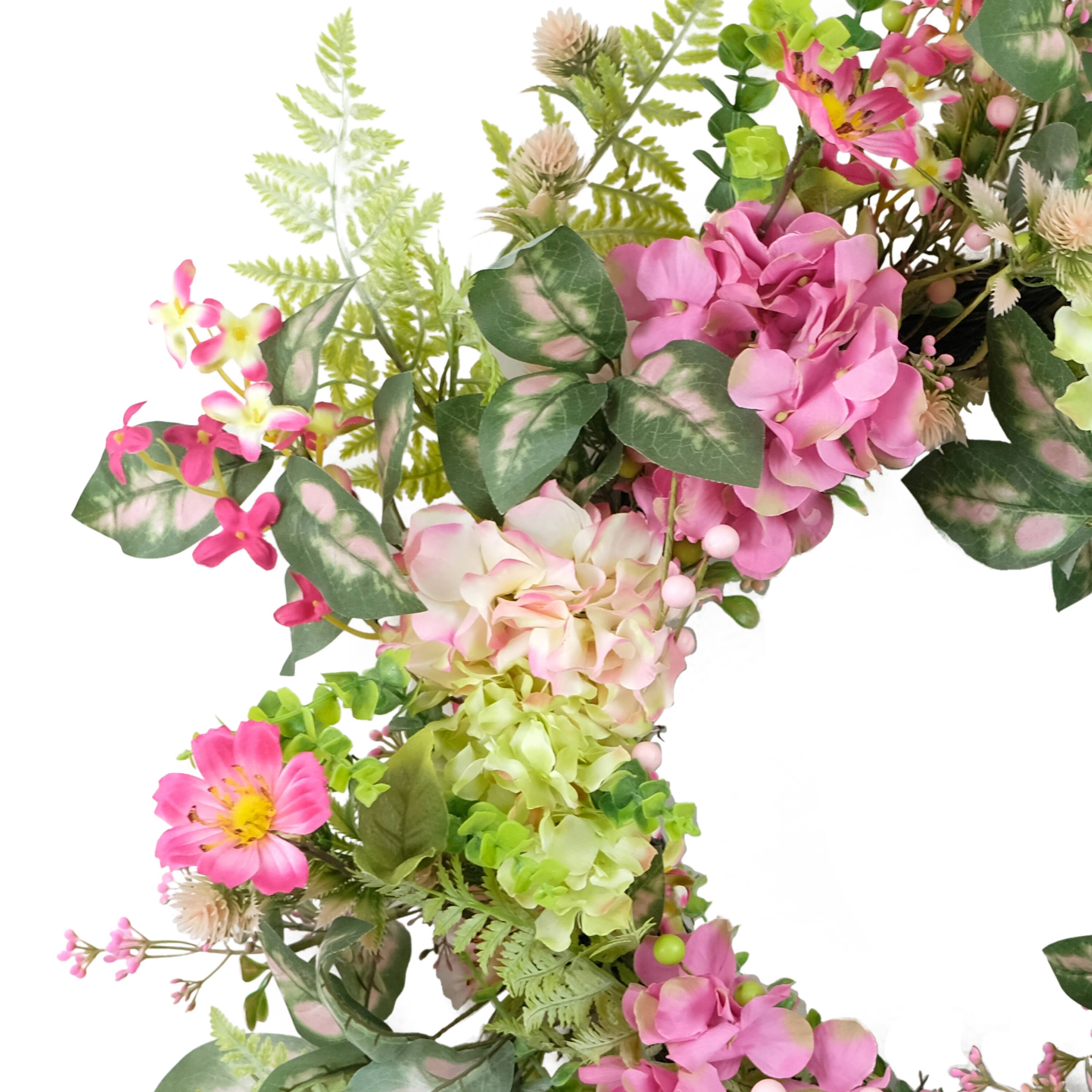 26" Artificial Hydrangea & Dogwood Floral Spring Wreath