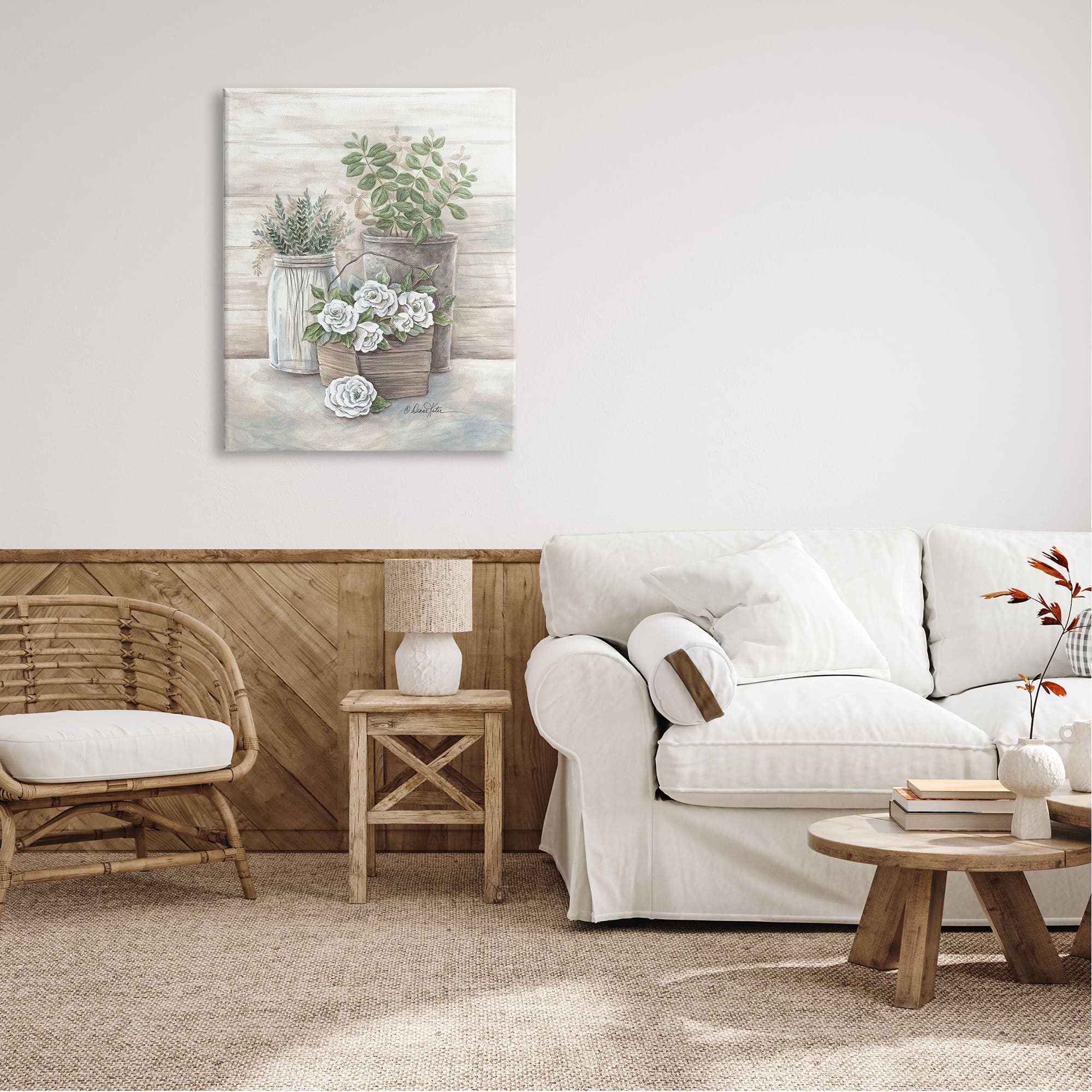 Stupell Industries Country Succulents Botanicals Rustic Jar Canvas Wall Art