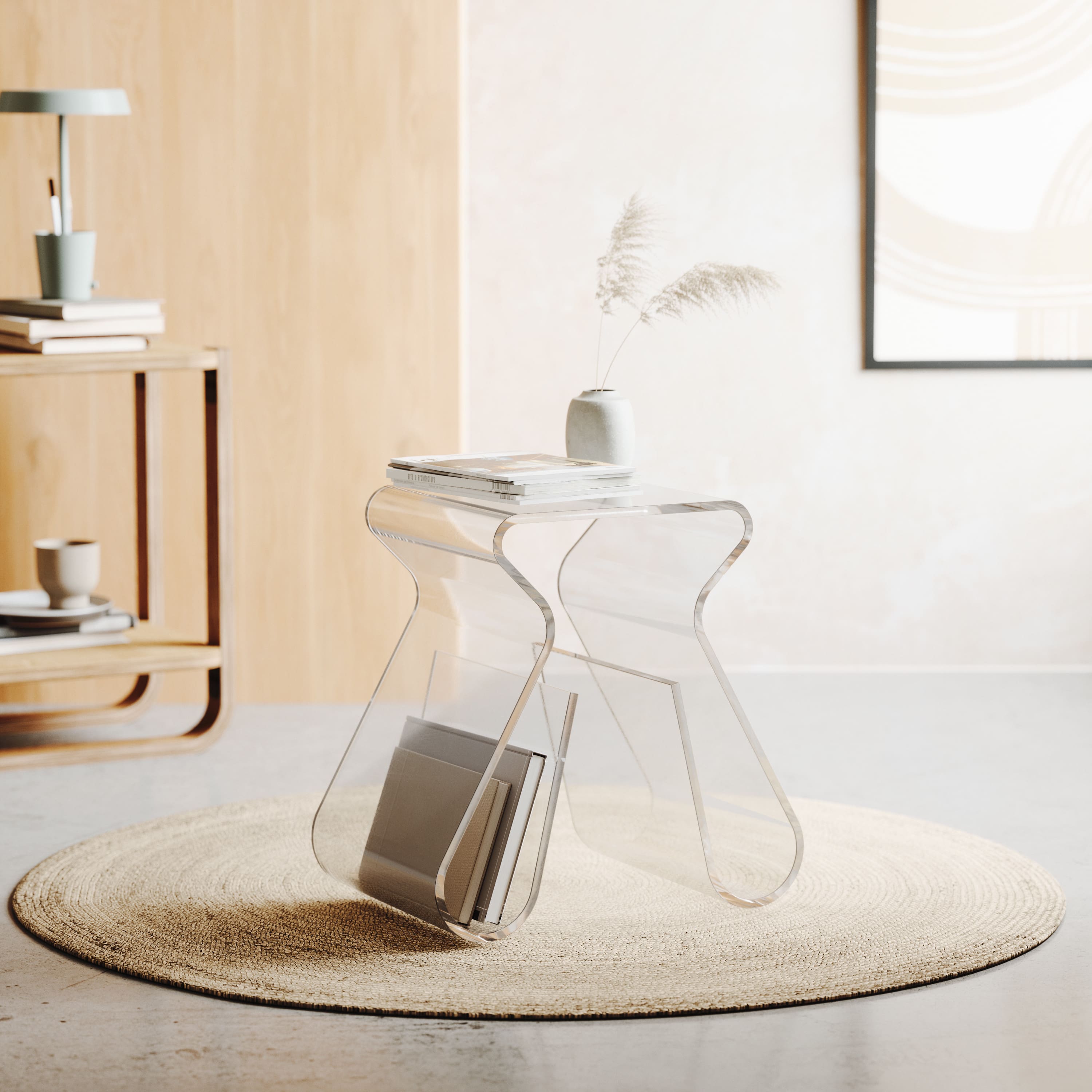 Umbra 17" x 17" Clear Magino Stool with Magazine Rack