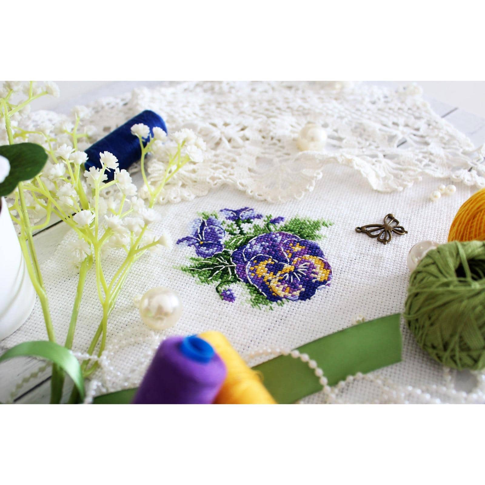 MP Studia Pansies Counted Cross Stitch Kit