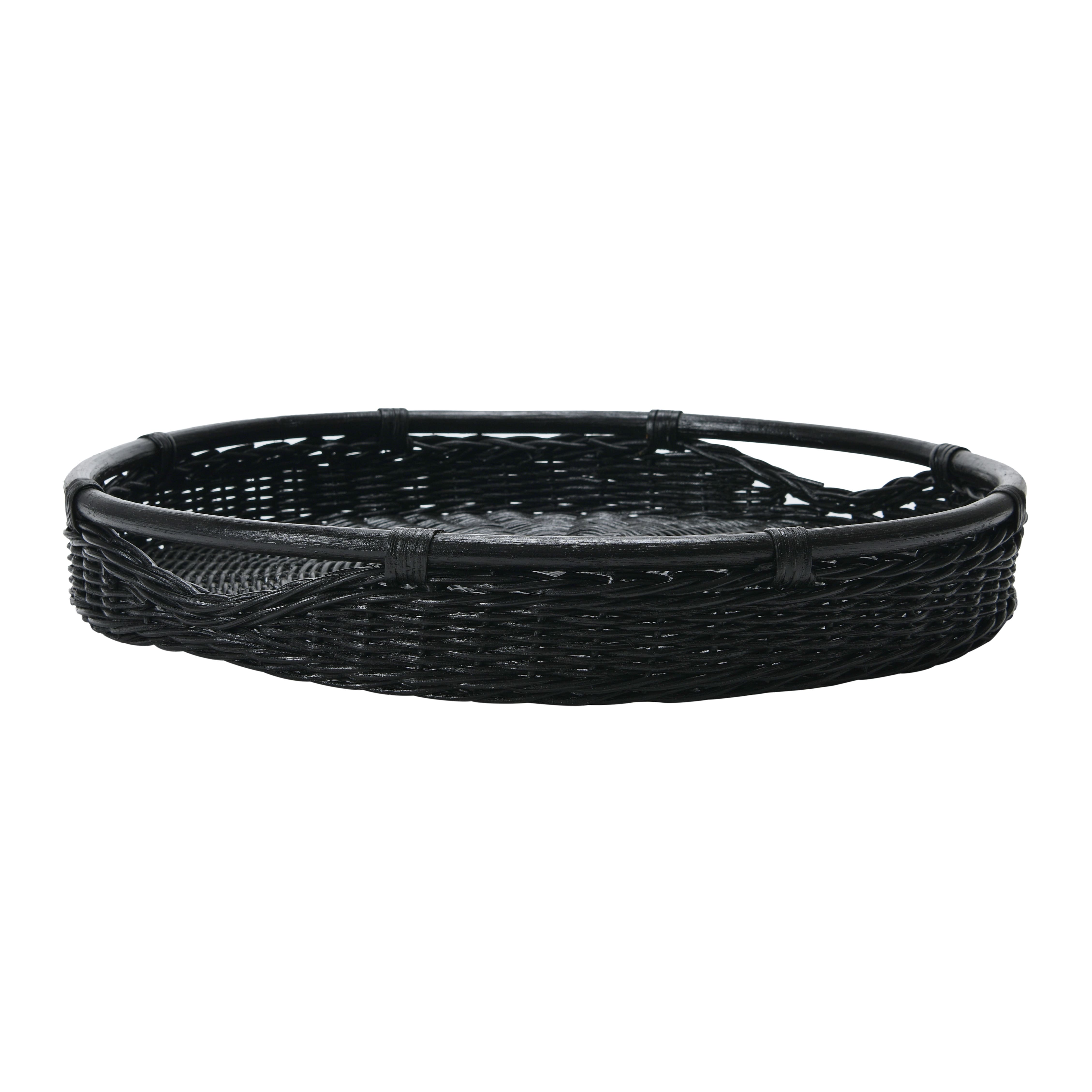 Hello Honey® Black Wicker Trays with Handle Set