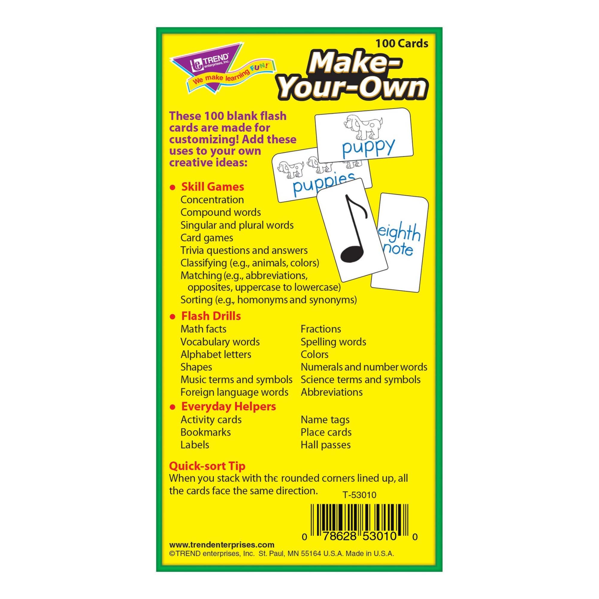Trend Enterprises® Make-Your-Own Skill Drill Flash Cards