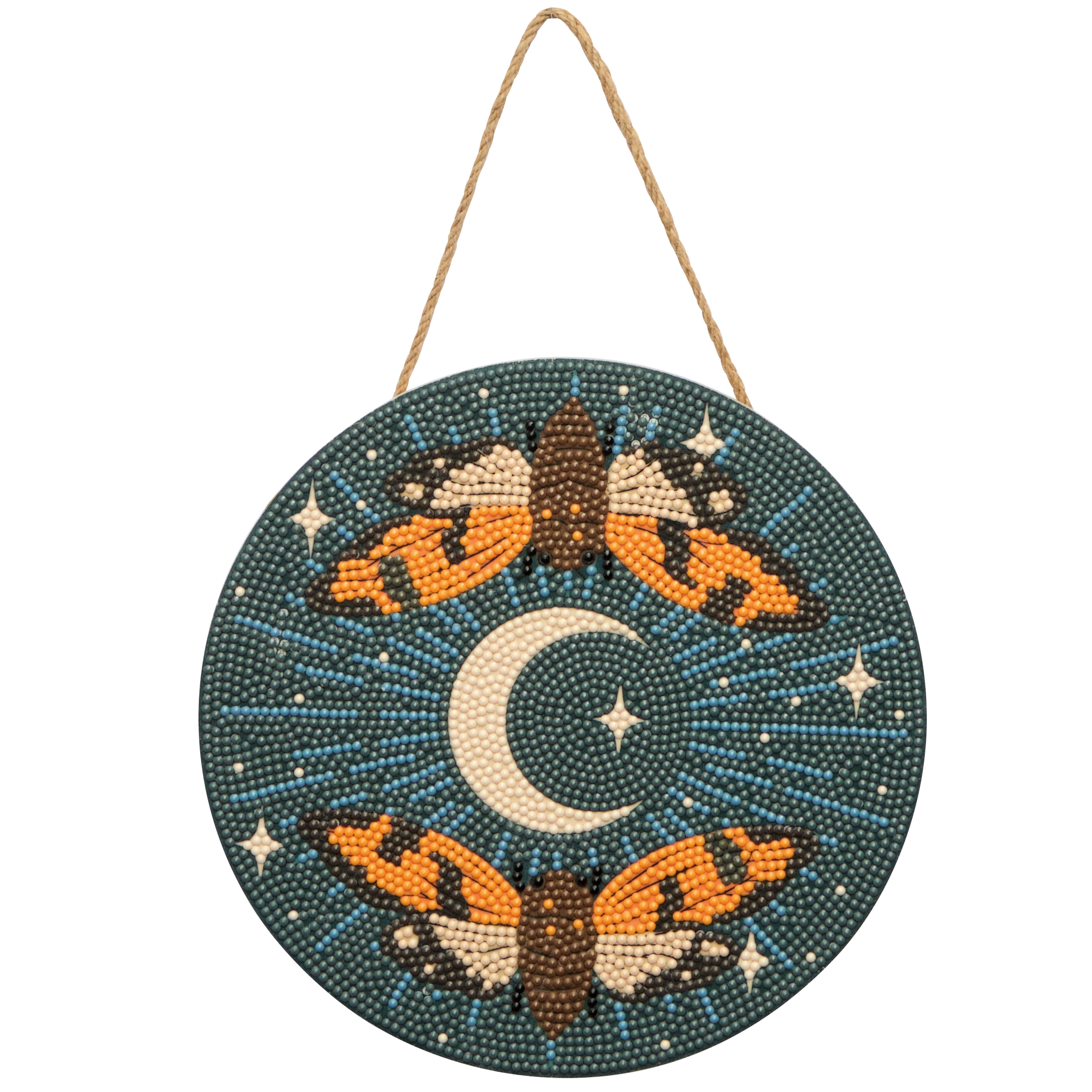 8" Celestial Moths Round Wood Plaque Diamond Art Kit by Make Market®