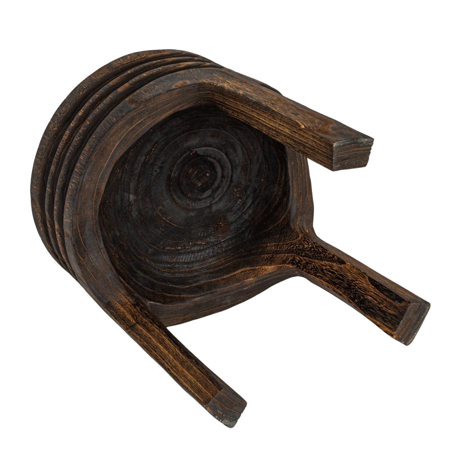 Hello Honey® 15.8" Round Paulownia Wood Carved Stool