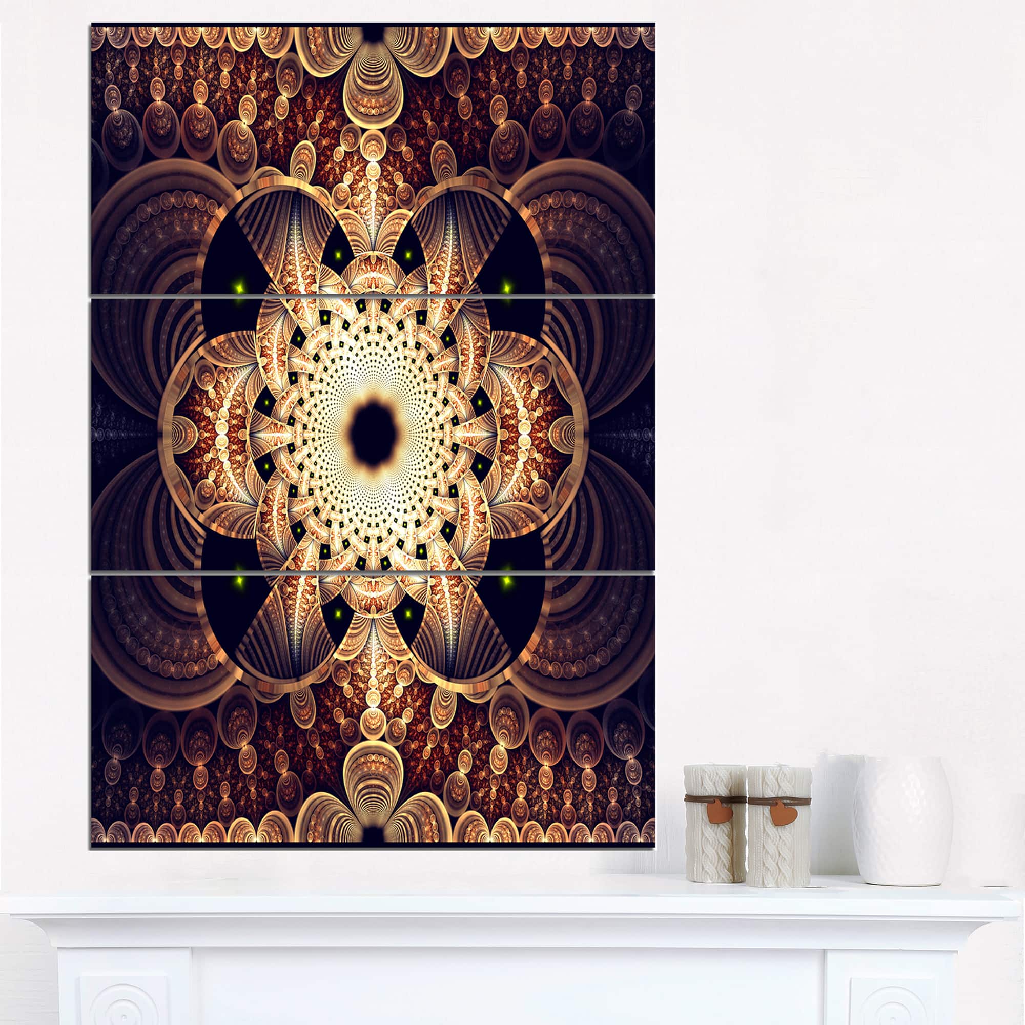 Designart - Brown Red Fractal Flower Pattern Digital