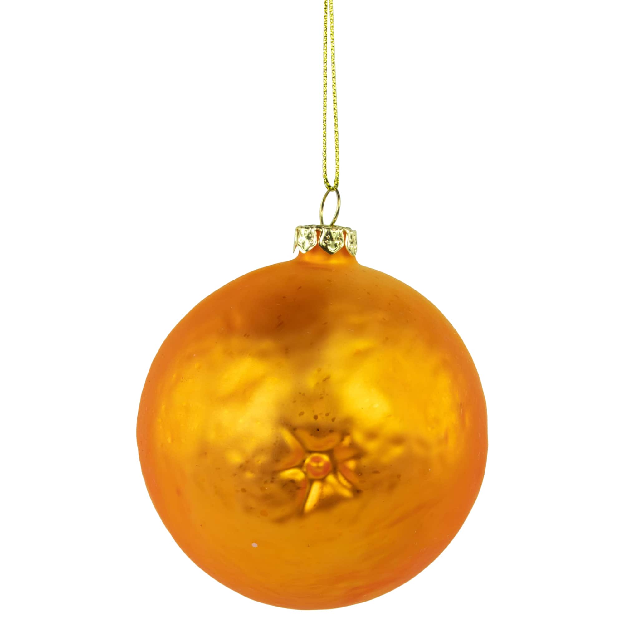 3.5" Glittered Orange Slice Glass Ornament
