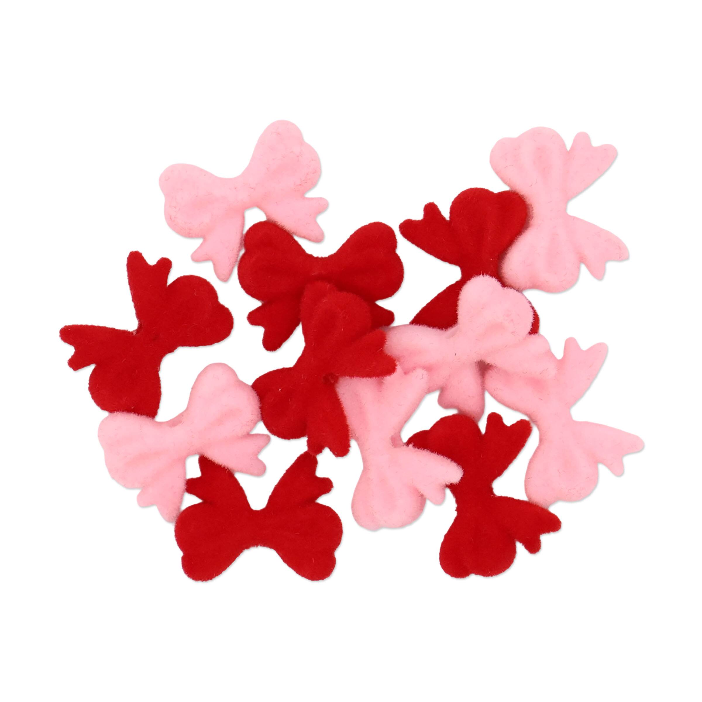 18mm x 14mm Pink & Red Flocked Bow Craft Beads, 12ct. by Bead Landing™