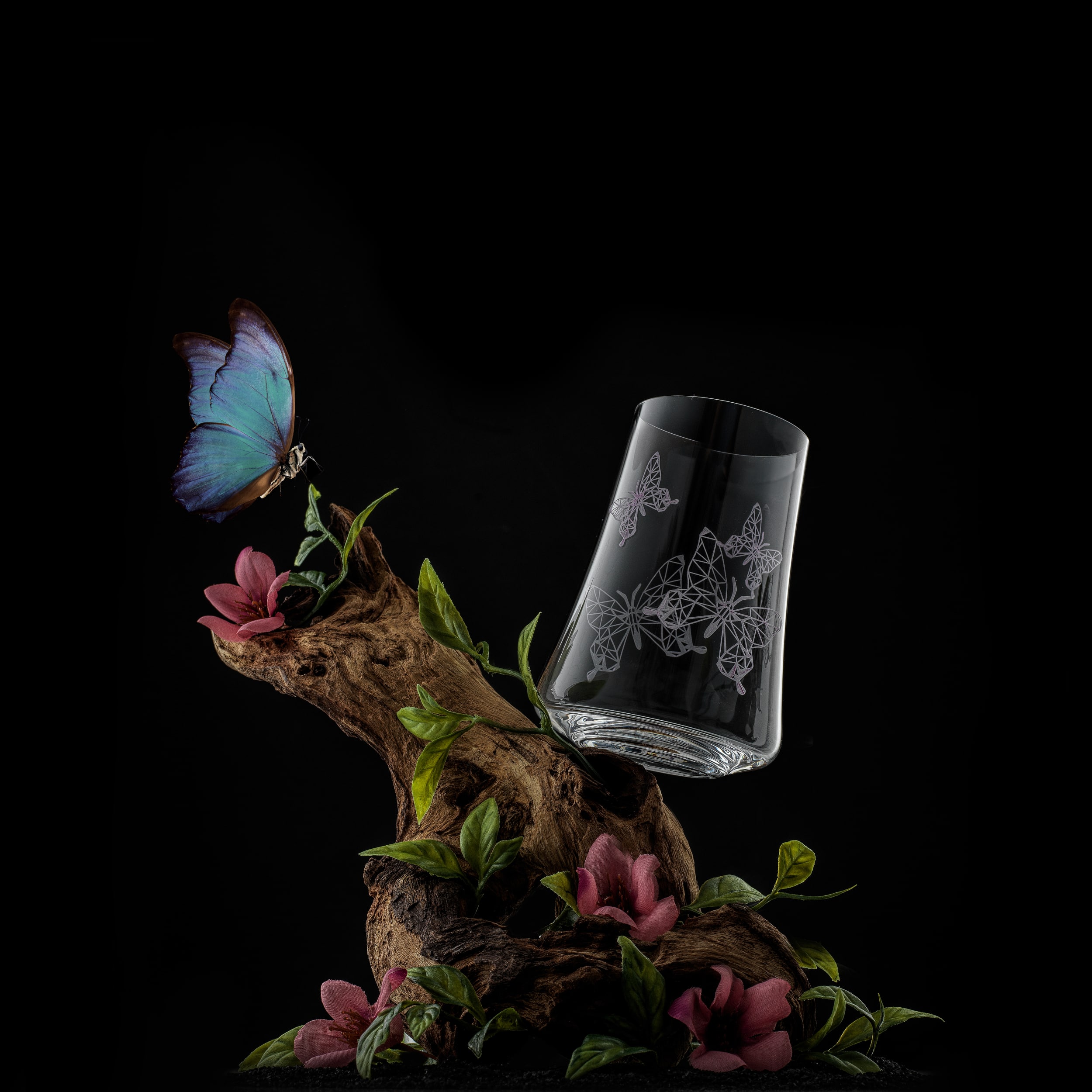 JoyJolt® 17oz. Meadow Butterfly Crystal Highball Glass Set, 2ct.