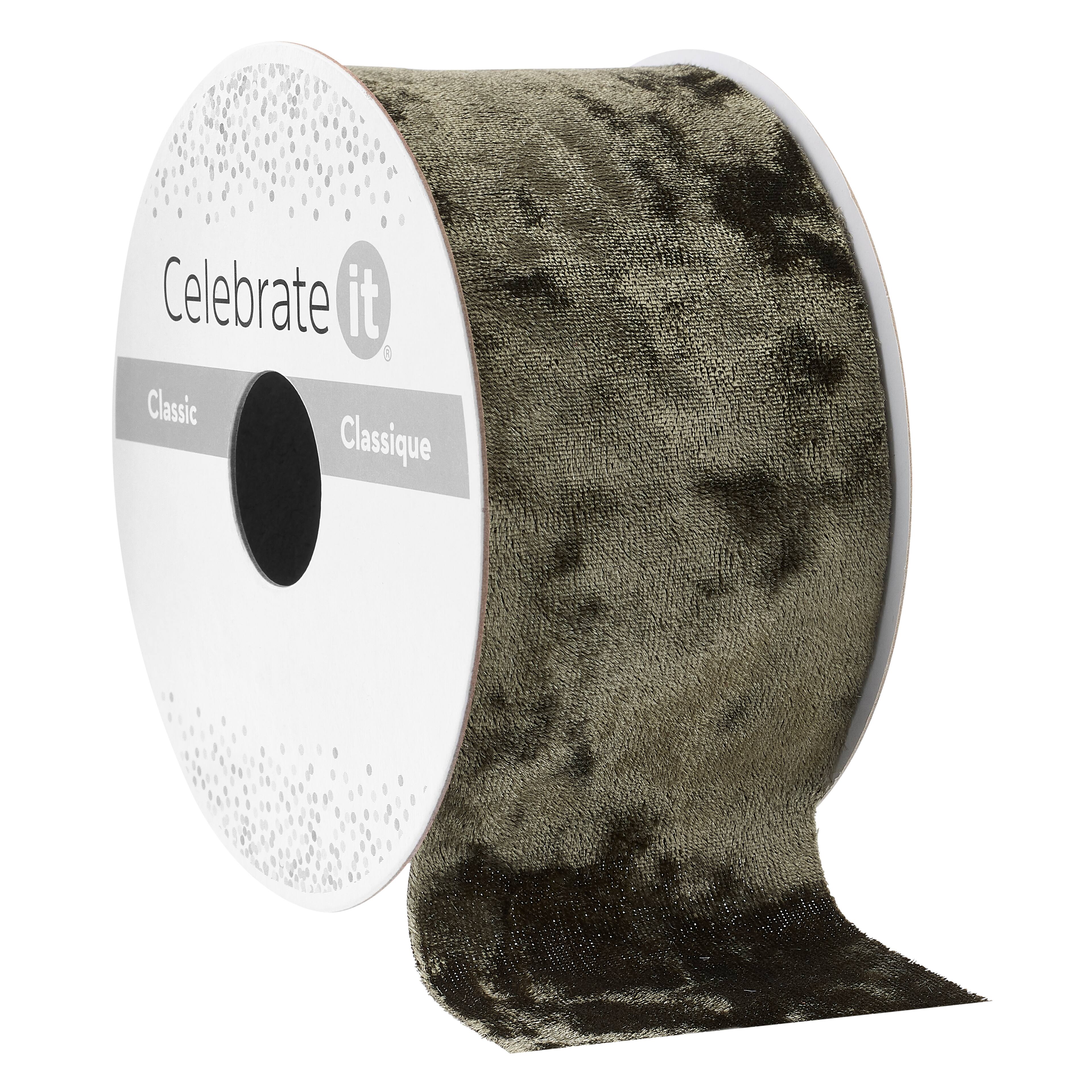 2" x 3yd. Green Velvet Ribbon by Celebrate It™ Classic