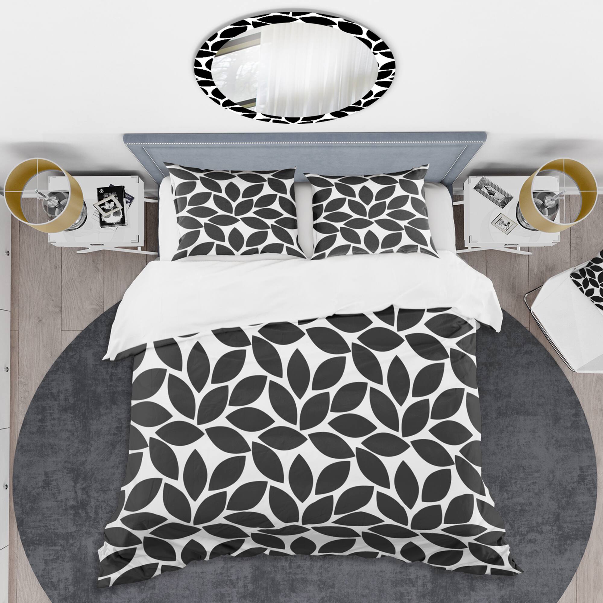 Designart 'Monochrome Geometric Pattern XII' Mid-Century Duvet Cover Set