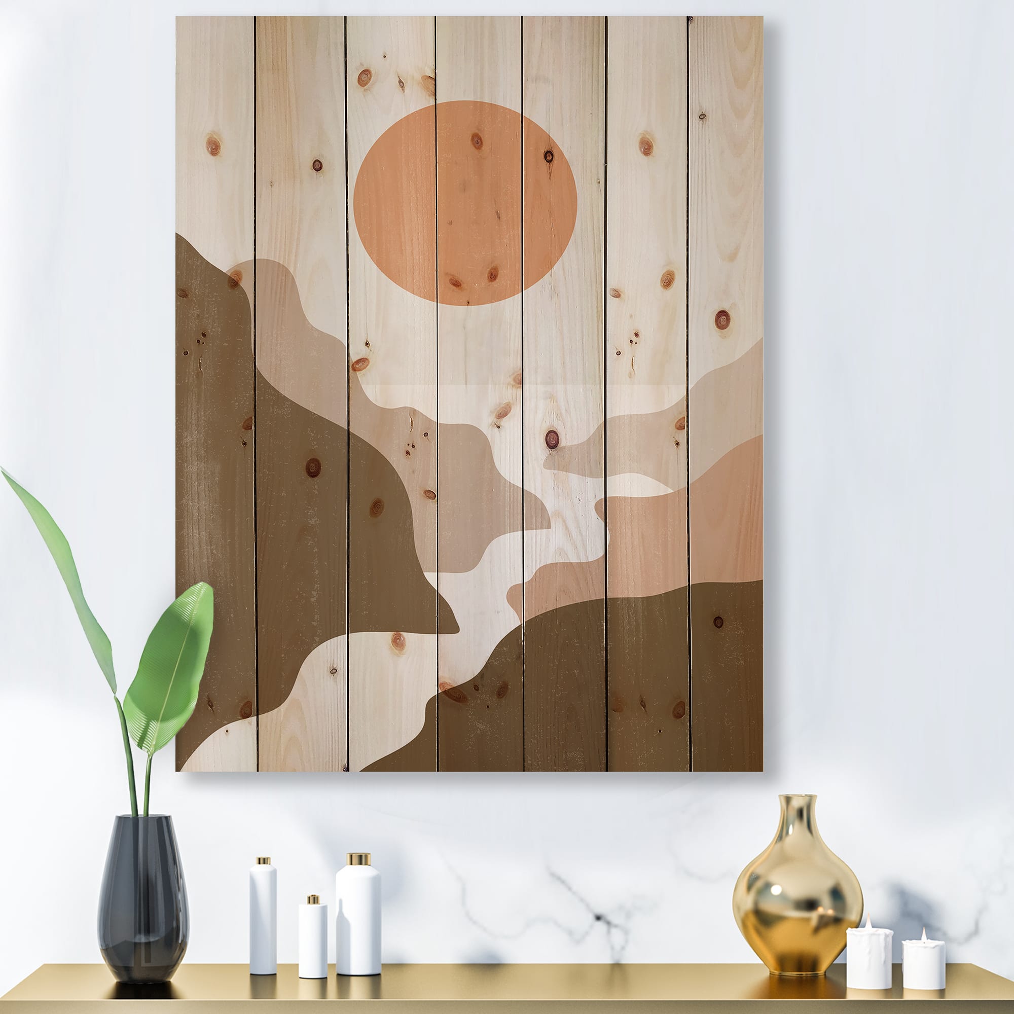 Designart - Lanscape With Full Moon In Terracotta Tones