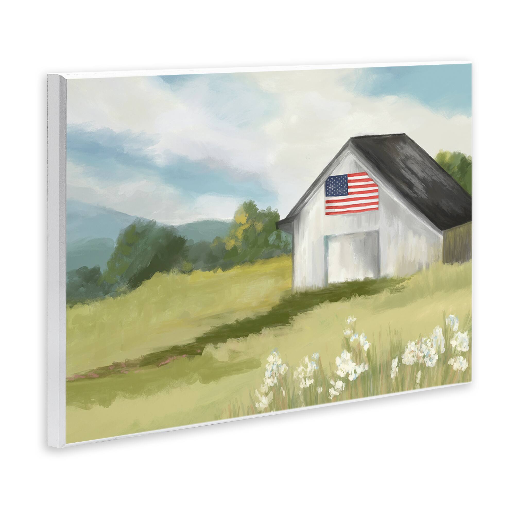 Stupell Industries American Flag on Barn Wall Plaque Art