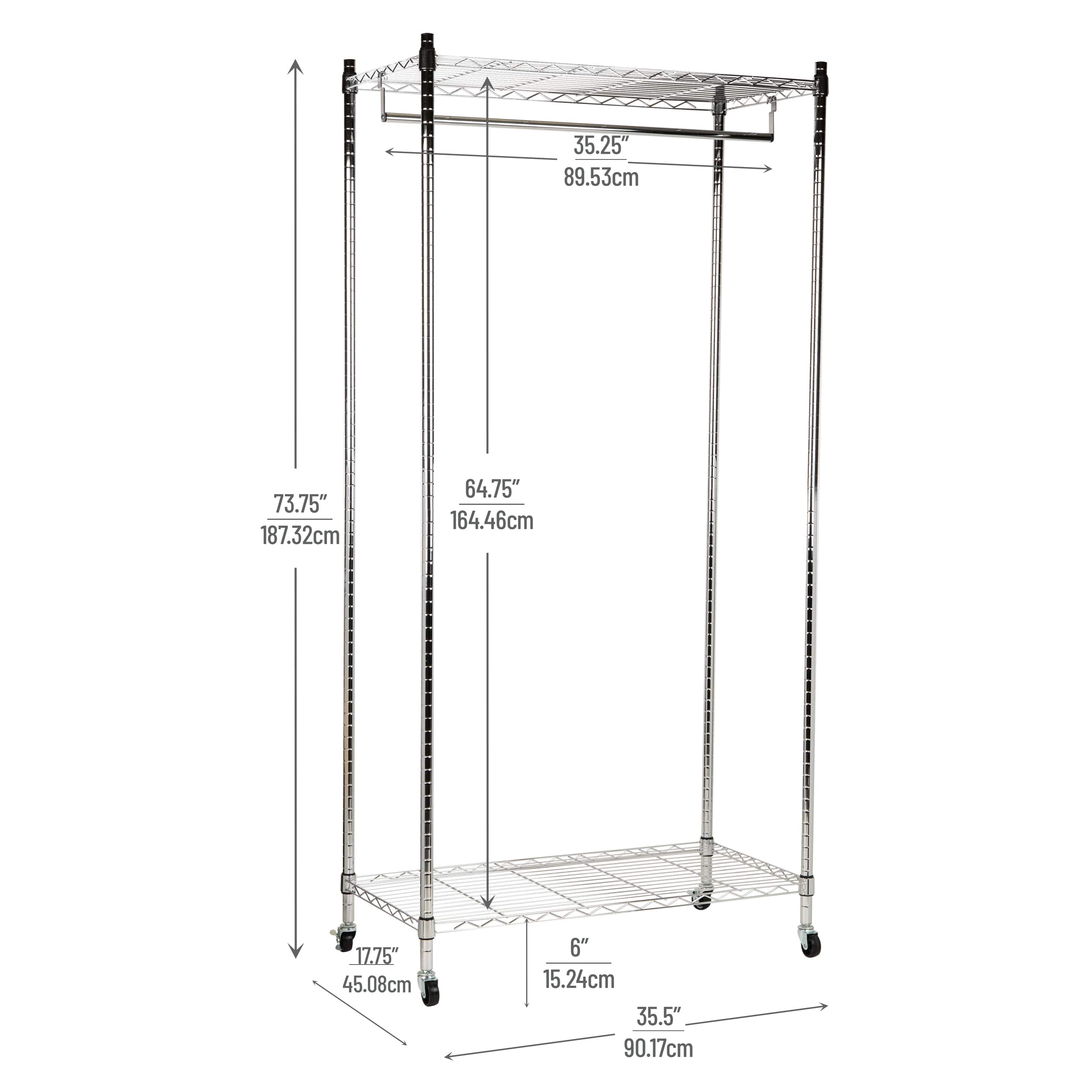 Mind Reader Heavy Duty Rolling Garment Rack with Adjustable Bar, Chrome