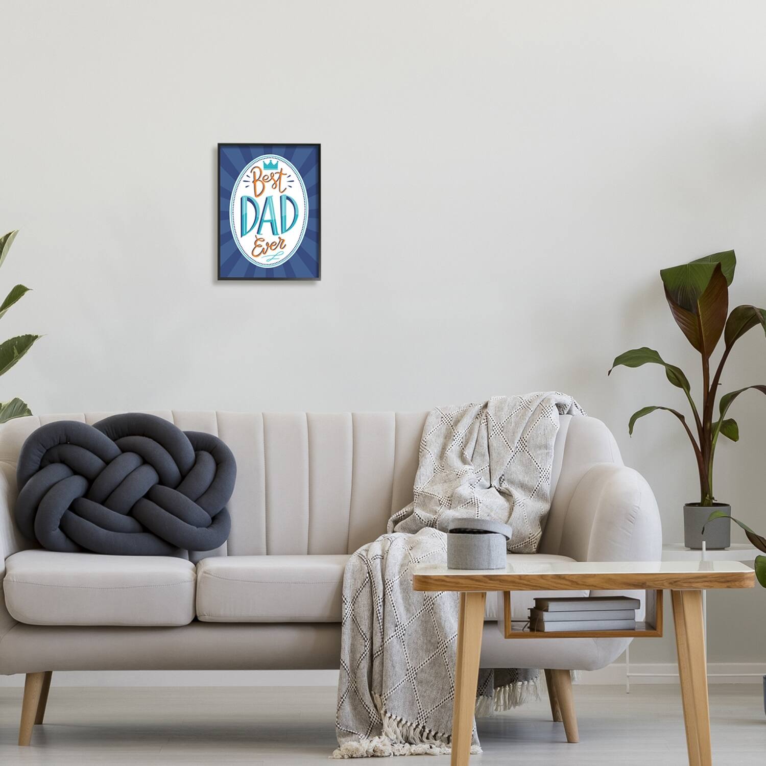 Stupell Industries Best Dad Ever Striped Phrase Framed Giclee Art