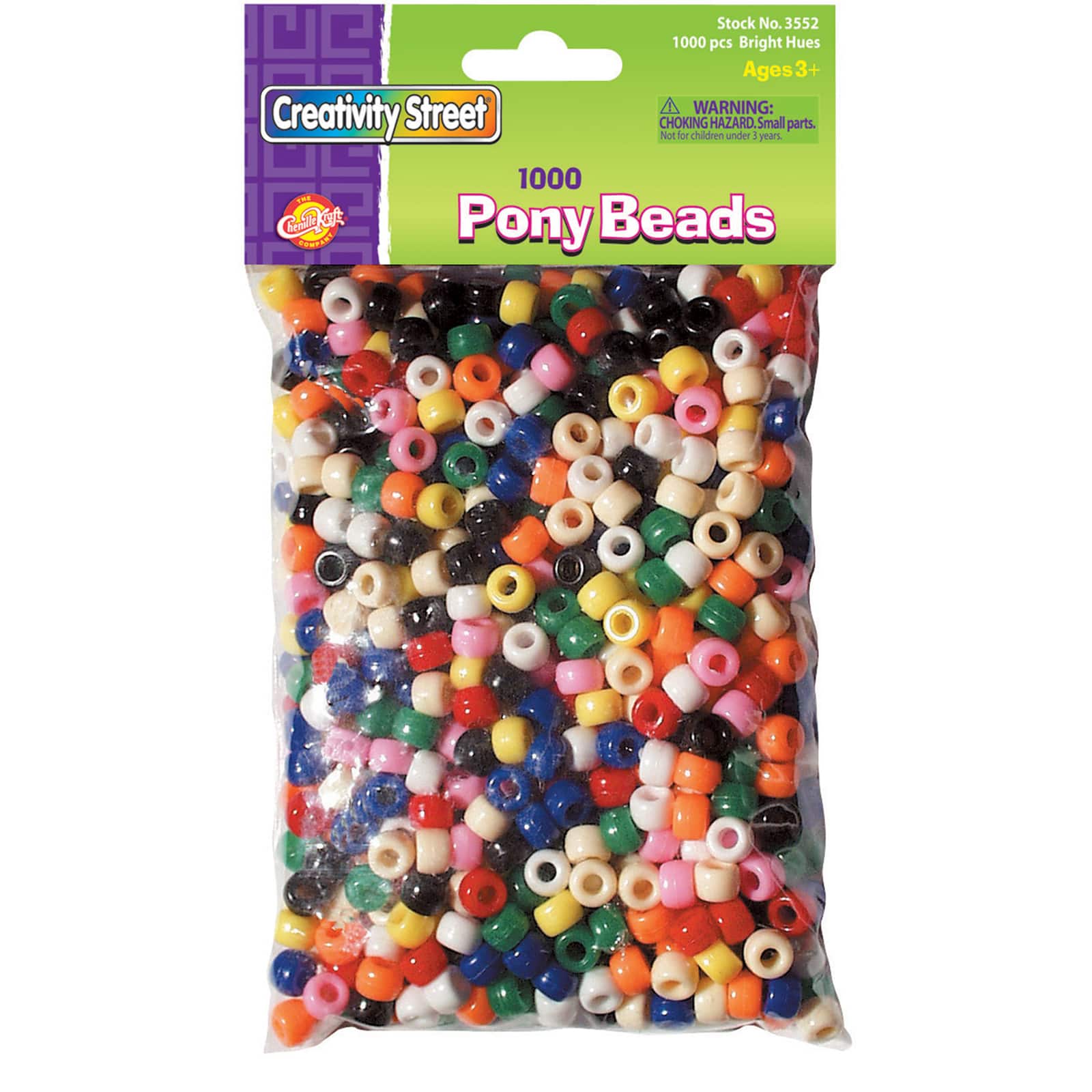 Creativity Street® 9mm Bright Hues Pony Beads, 3 Packs of 1,000