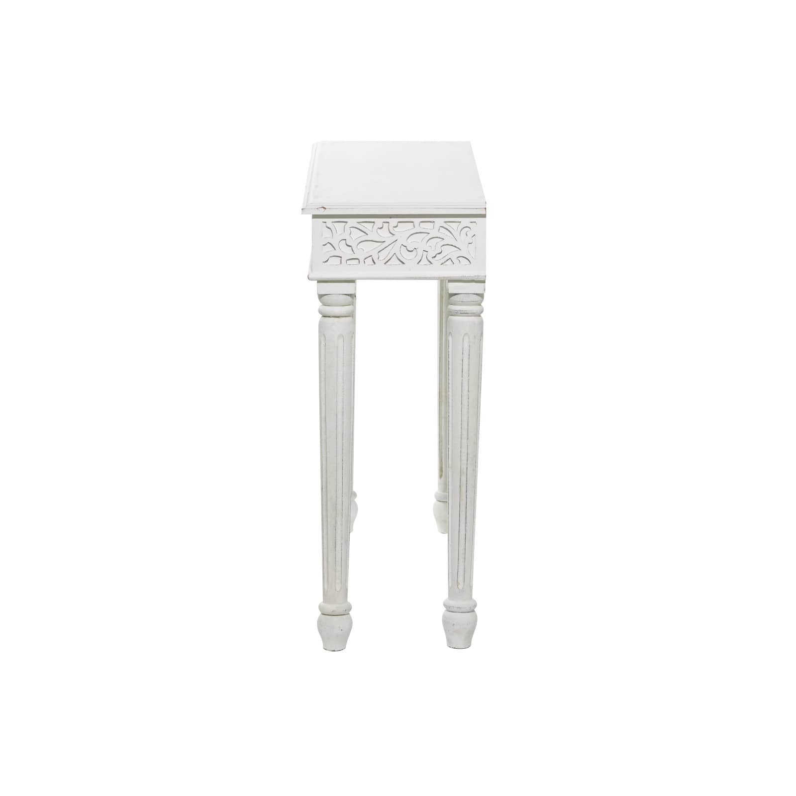 White Farmhouse Mango Wood Console Table, 30" x 36"
