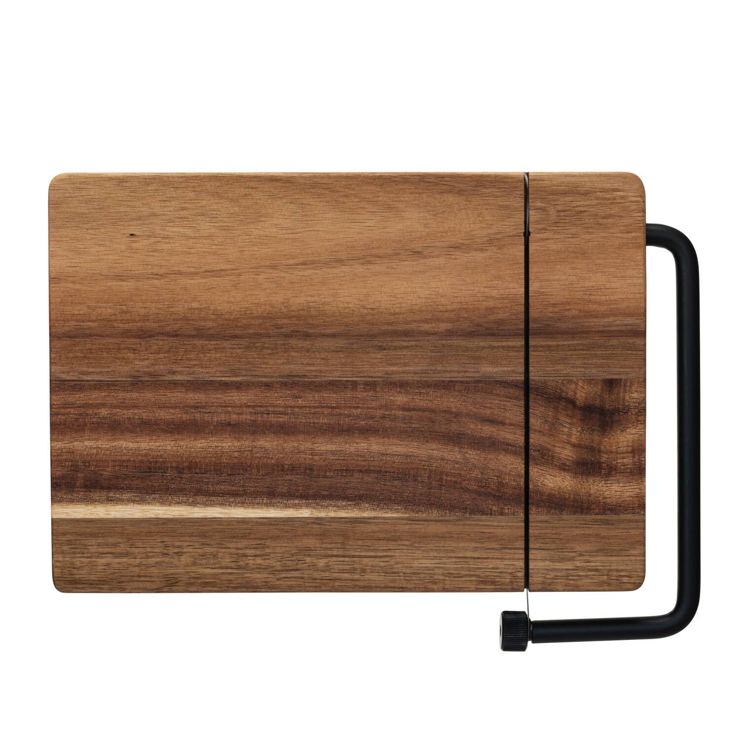 Hello Honey® Natural & Black Acacia Wood & Stainless Steel Cheese Slicer
