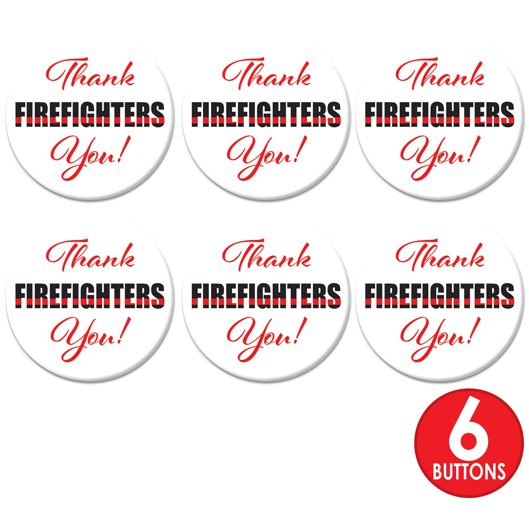 Beistle 2" Red Thank You Firefighters Buttons, 6ct.