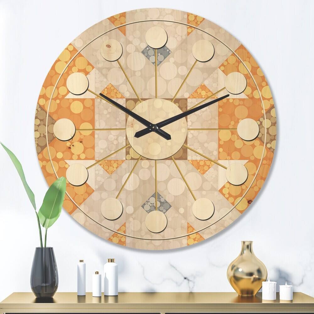 Designart Geometric Retro Design I Mid-Century Modern Wall Clock