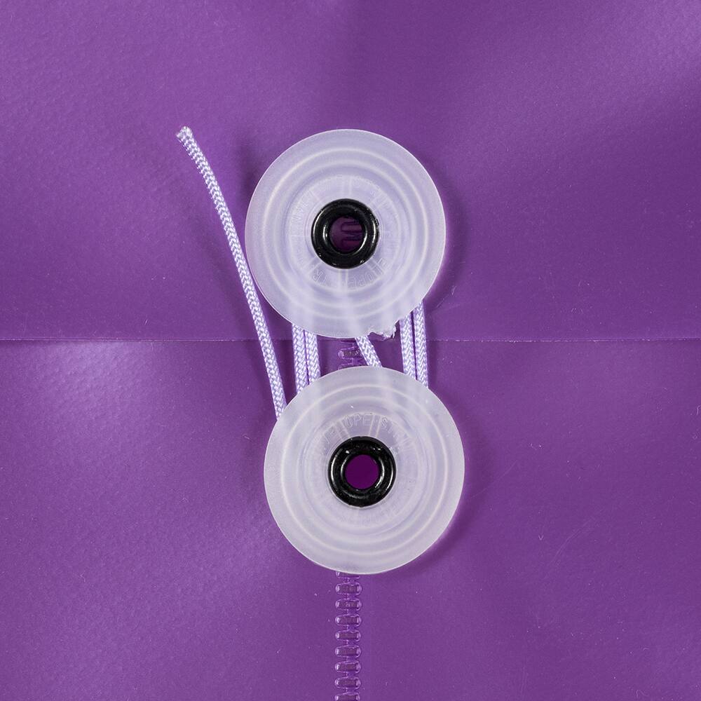 JAM Paper Purple Pearl Plastic Button & String Closure 9.75" x 11.75" Envelopes, 12ct.