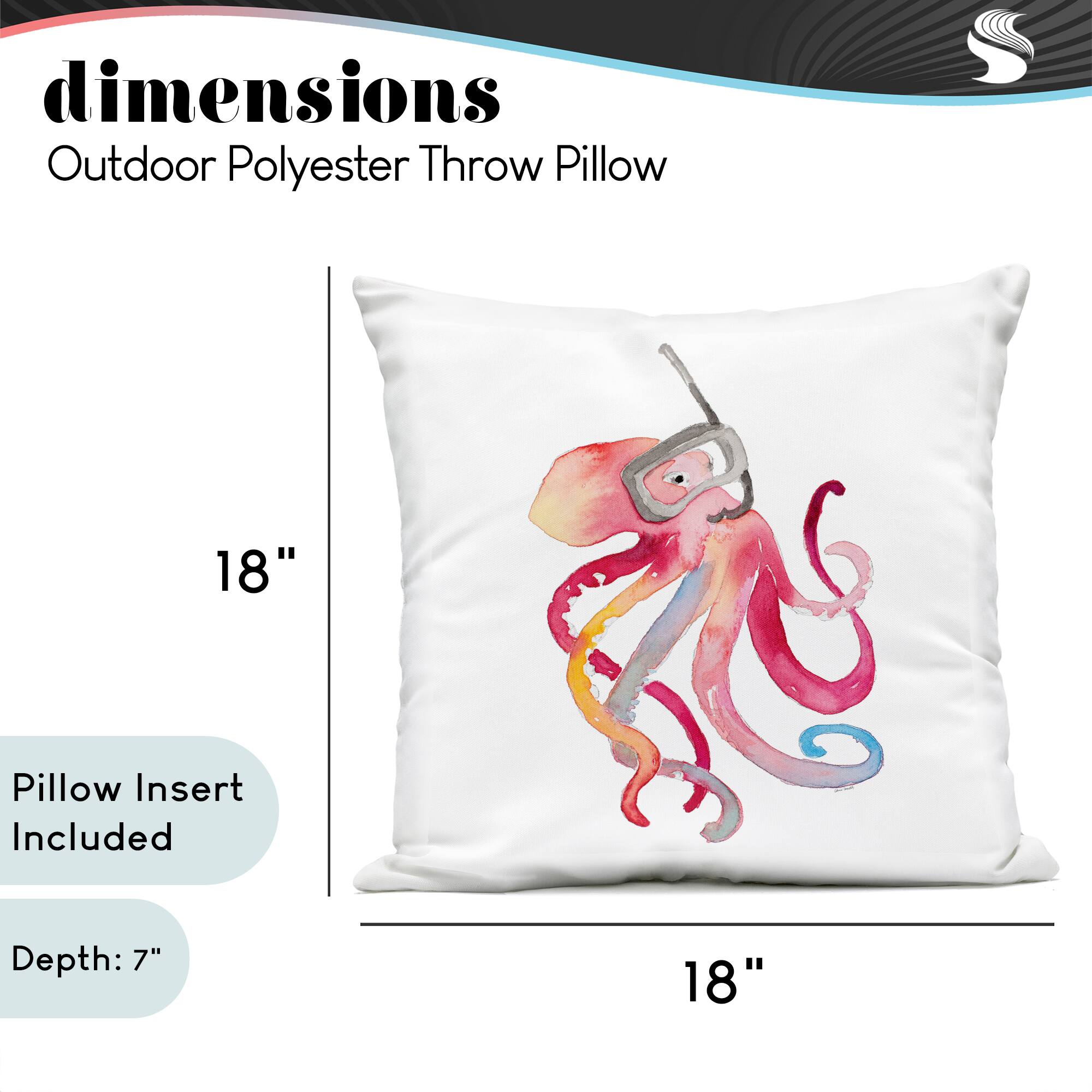 Stupell Industries 18" x 18" Snorkel Mask Octopus Print Outdoor Throw Pillow