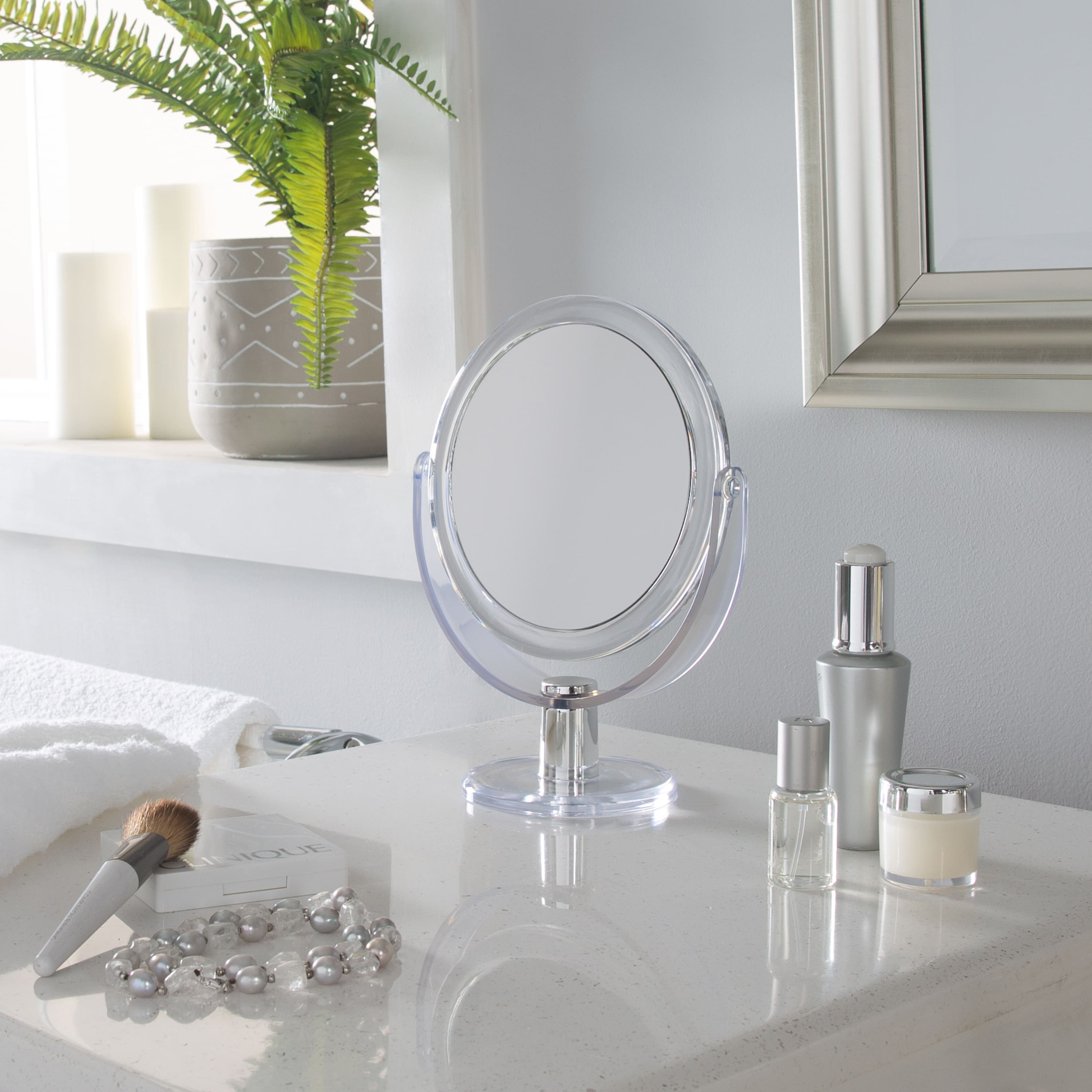 Home Details 7" Black Dual Sided 10X Magnification Rubberized Vanity Mirror