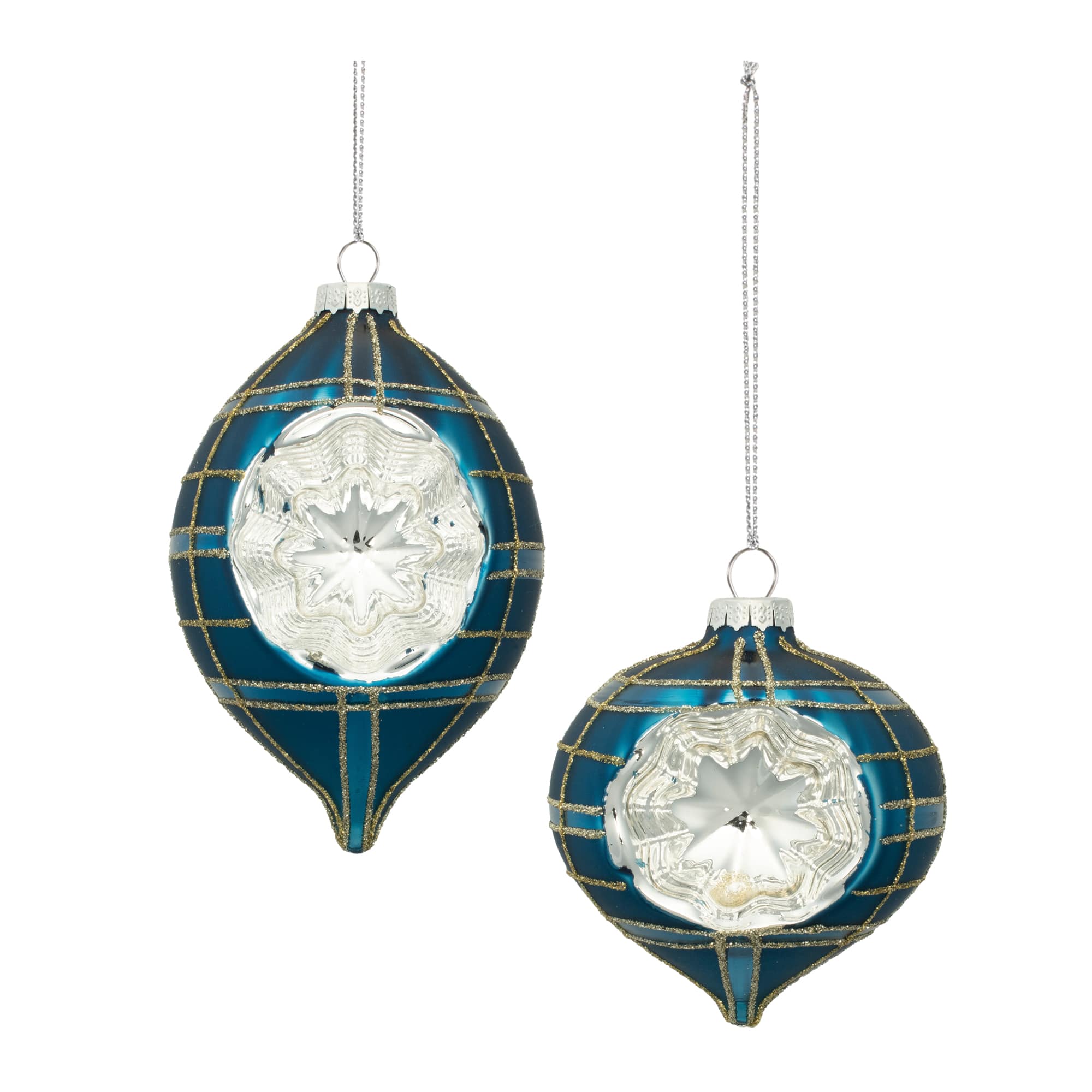 3.25" Plaid Glass Reflector Ornaments, 12ct.