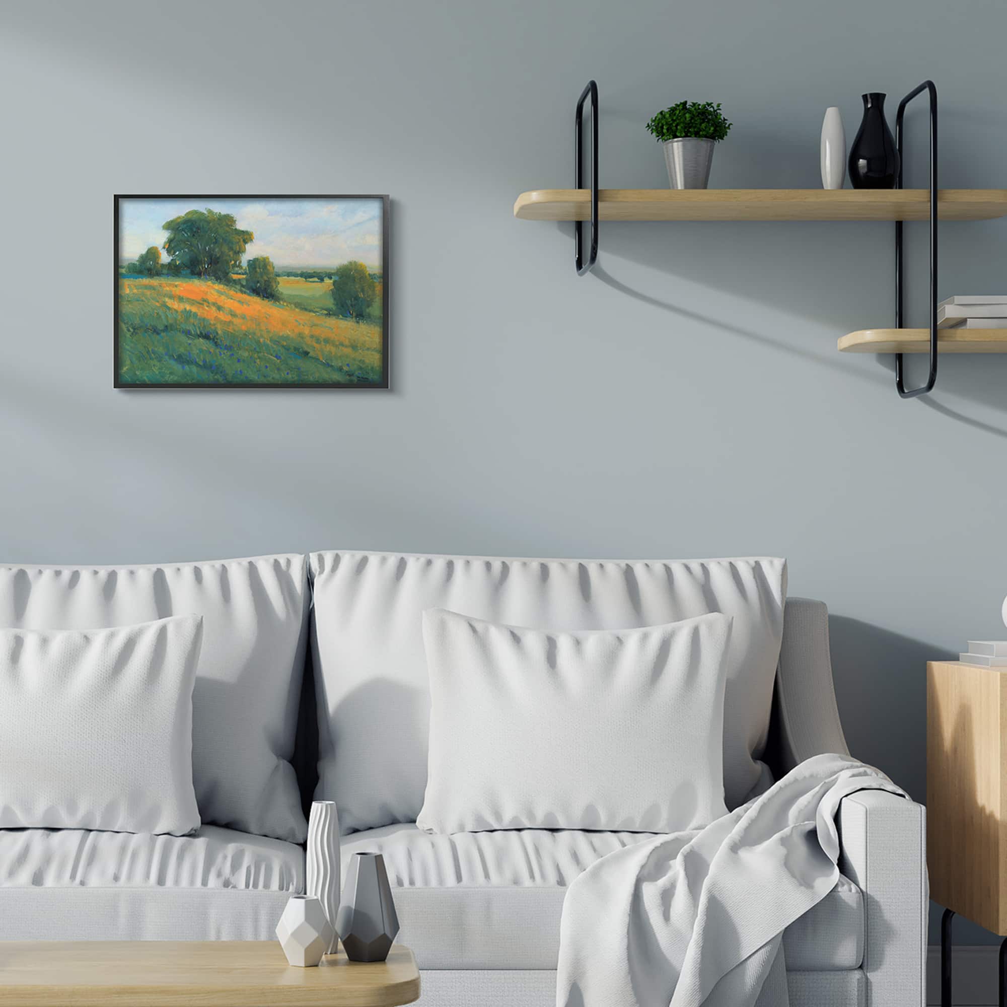 Stupell Industries Green Rolling Hills Framed Wall Art