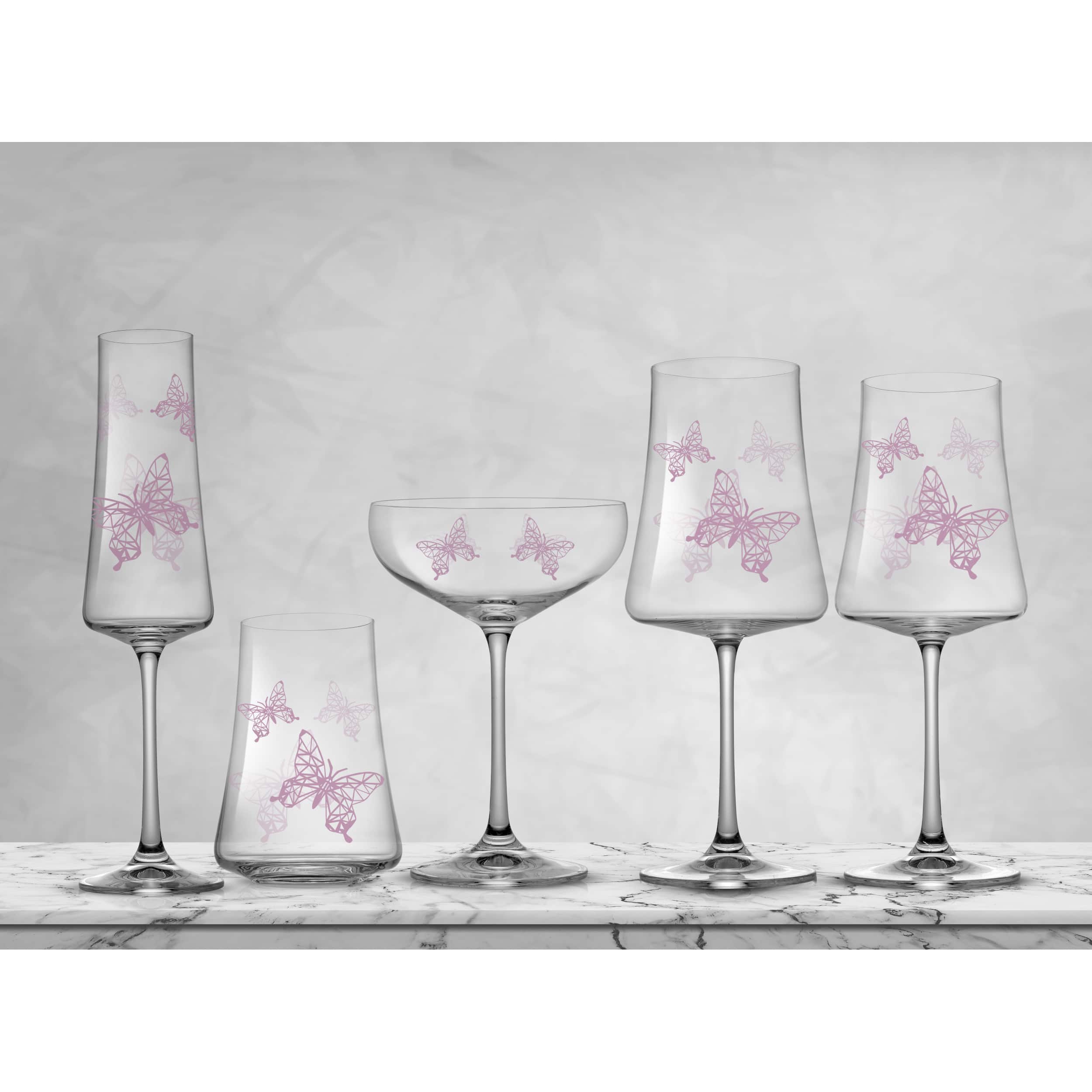 JoyJolt® 14oz. Meadow Butterfly Crystal Martini Glass Set, 2ct.