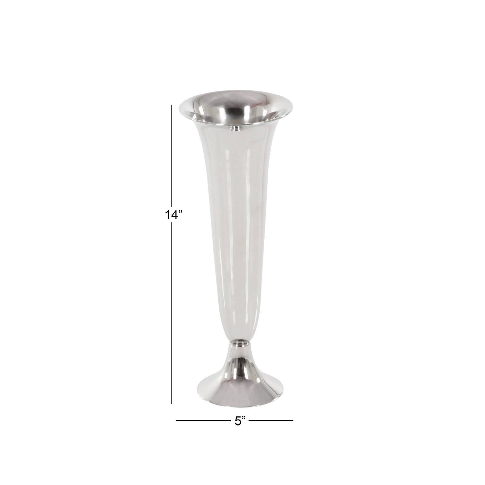 14" Silver Aluminum Traditional Vase