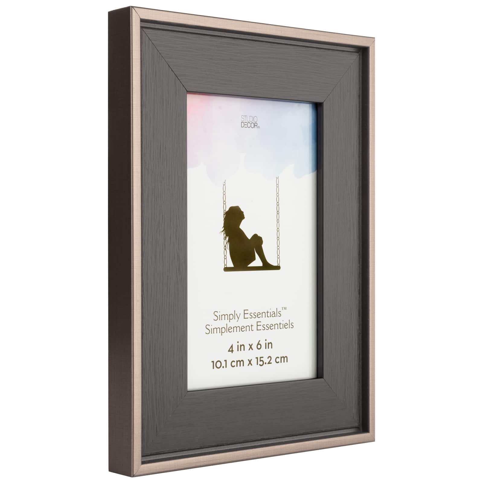 Simply Essentials™ 4" x 6" Black with Bronze Edges Frame by Studio Décor®