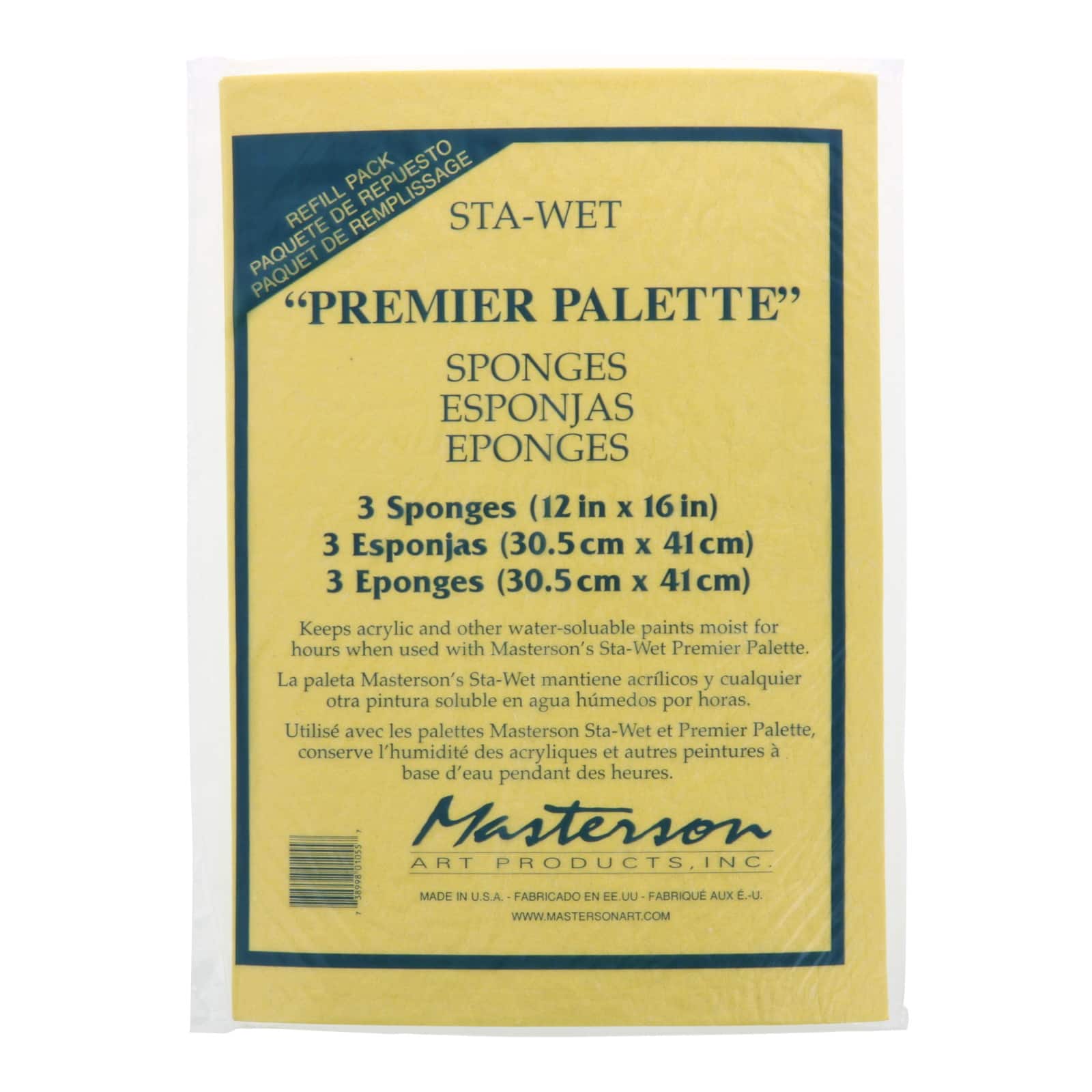 Masterson Sta-Wet® Premier Palette Sponge Refills, 3ct. Paint in Yellow | 12" x 16" | Michaels®