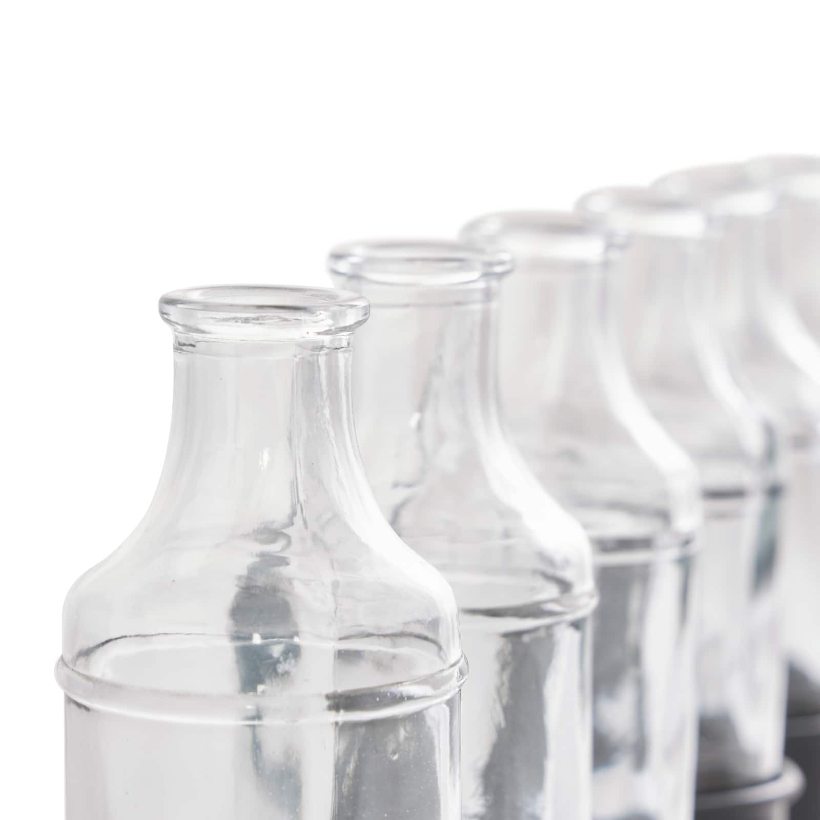 22" Black Metal Adjustable Bottle Vase with Clear Glass Bottles