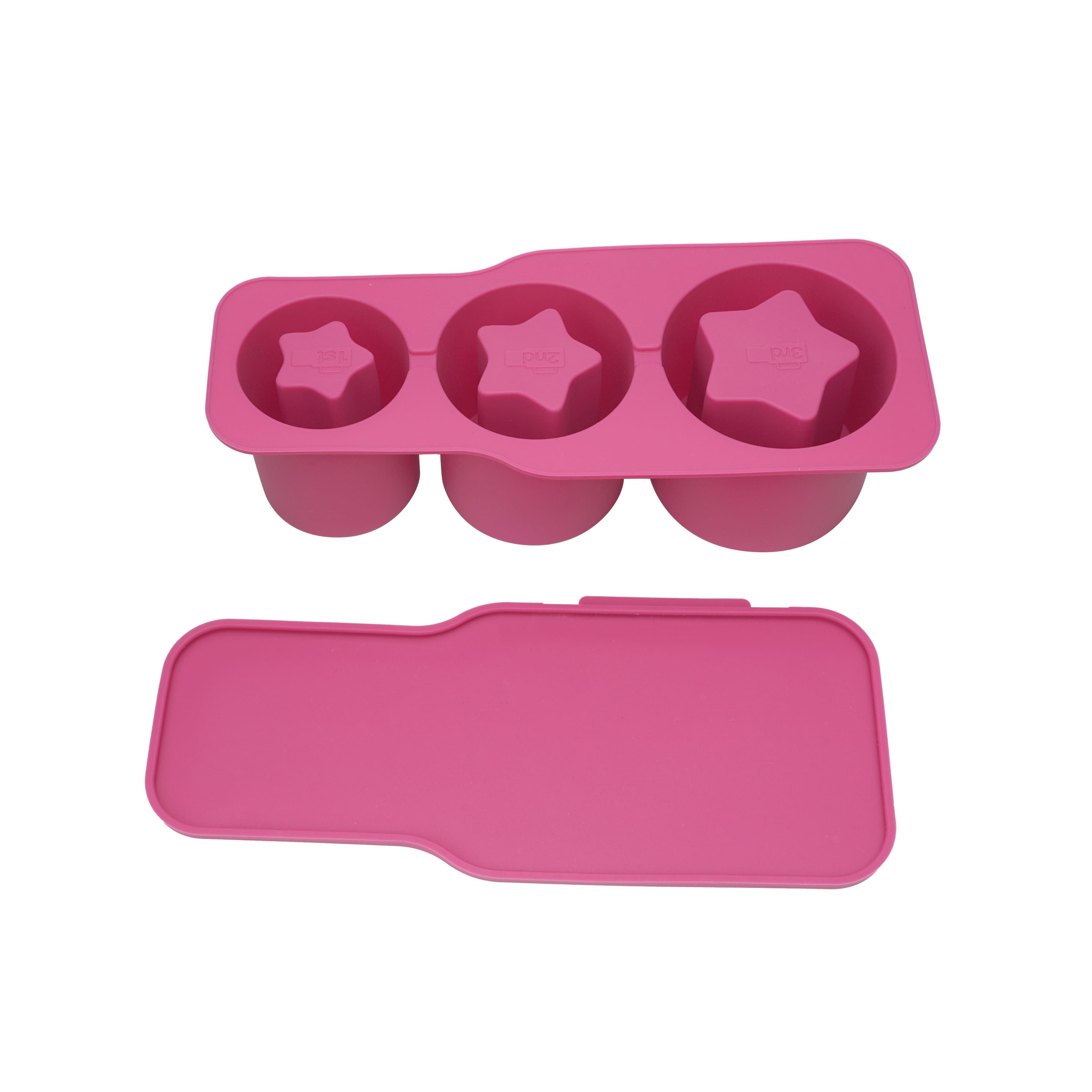 10.25" Hot Pink 3-Cavity Star Tube Silicone Ice Mold by Ashland®