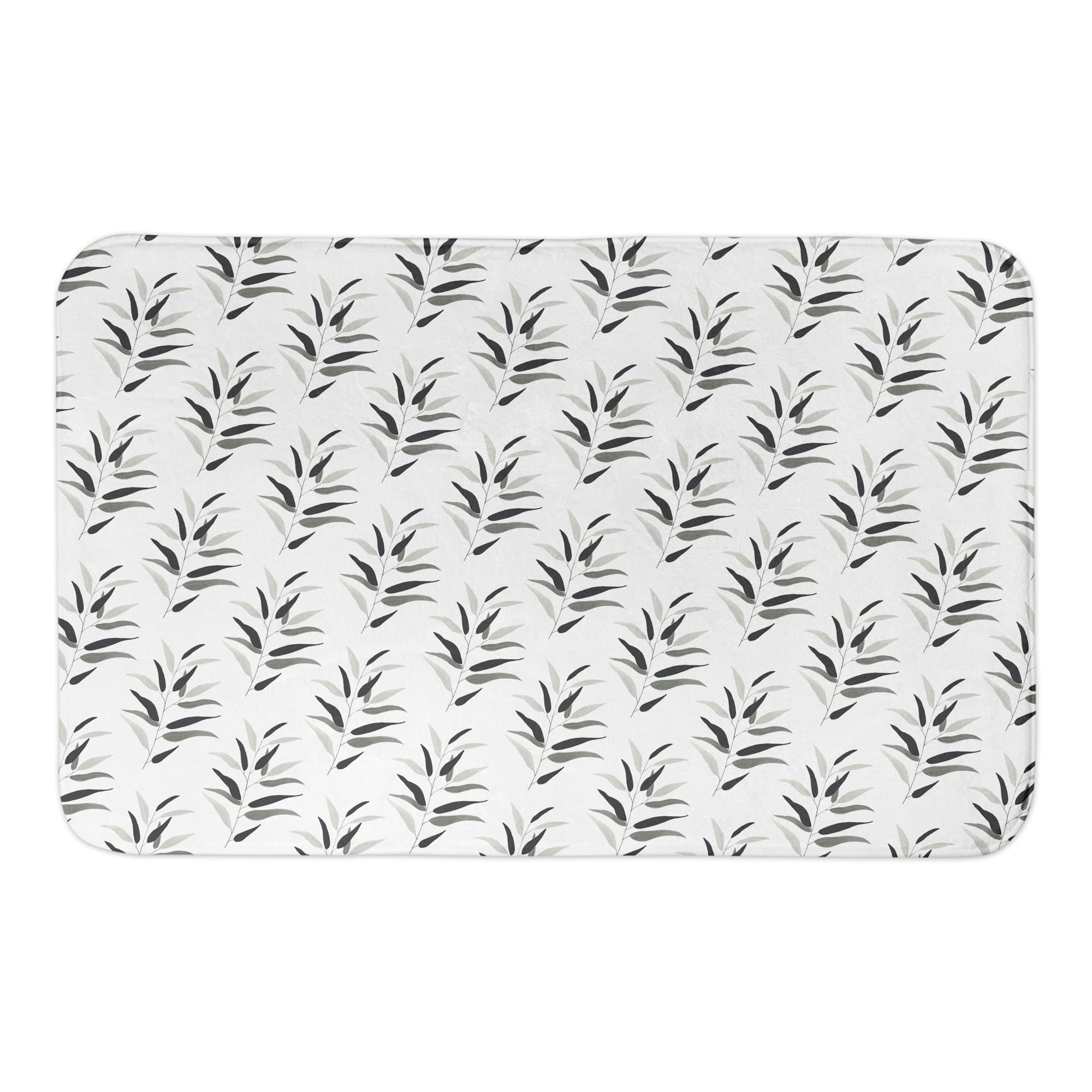 Dark Leaf Pattern 34" x 21" Bath Mat