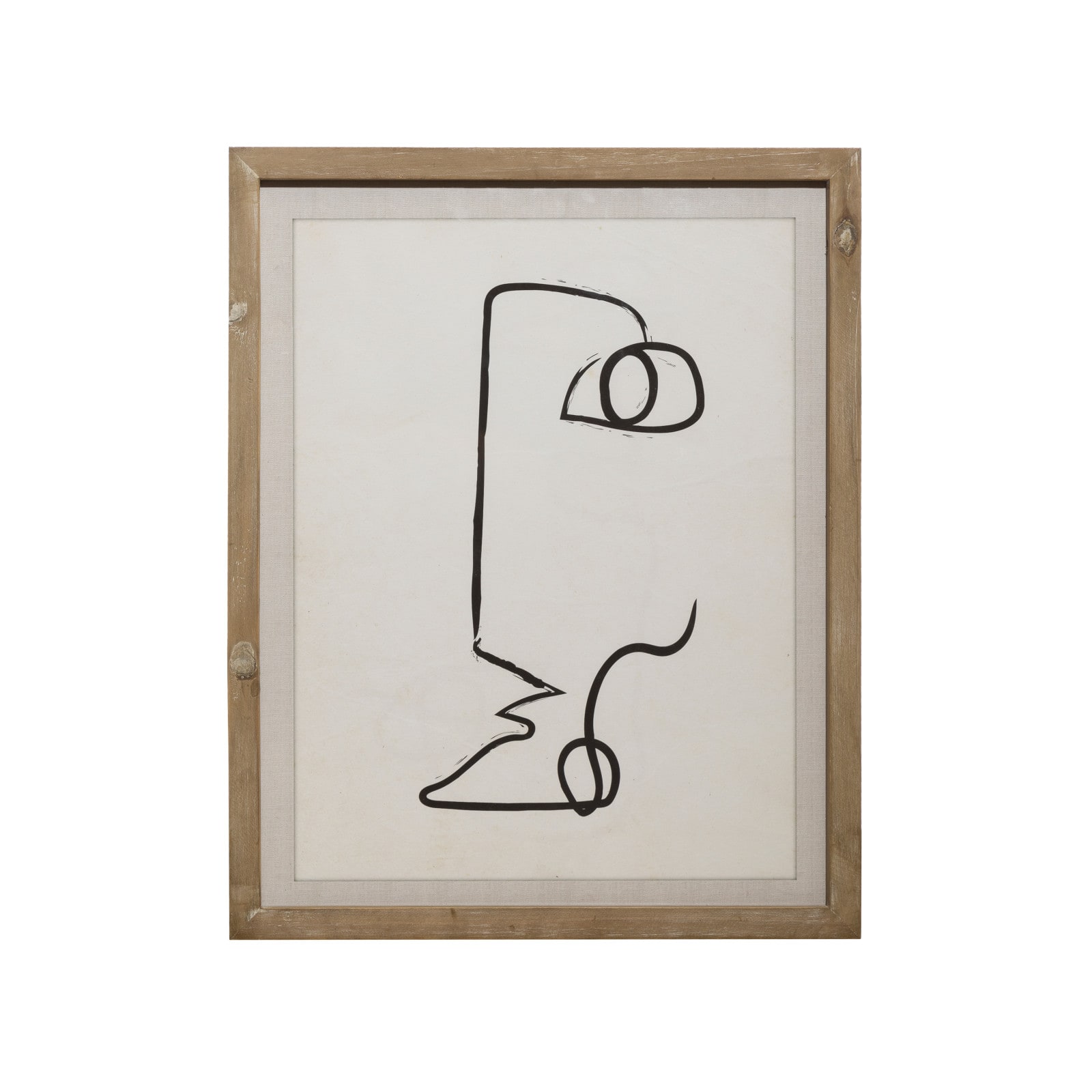 Hello Honey® Black & White Abstract Face Wall Art with Fir Wood Frame