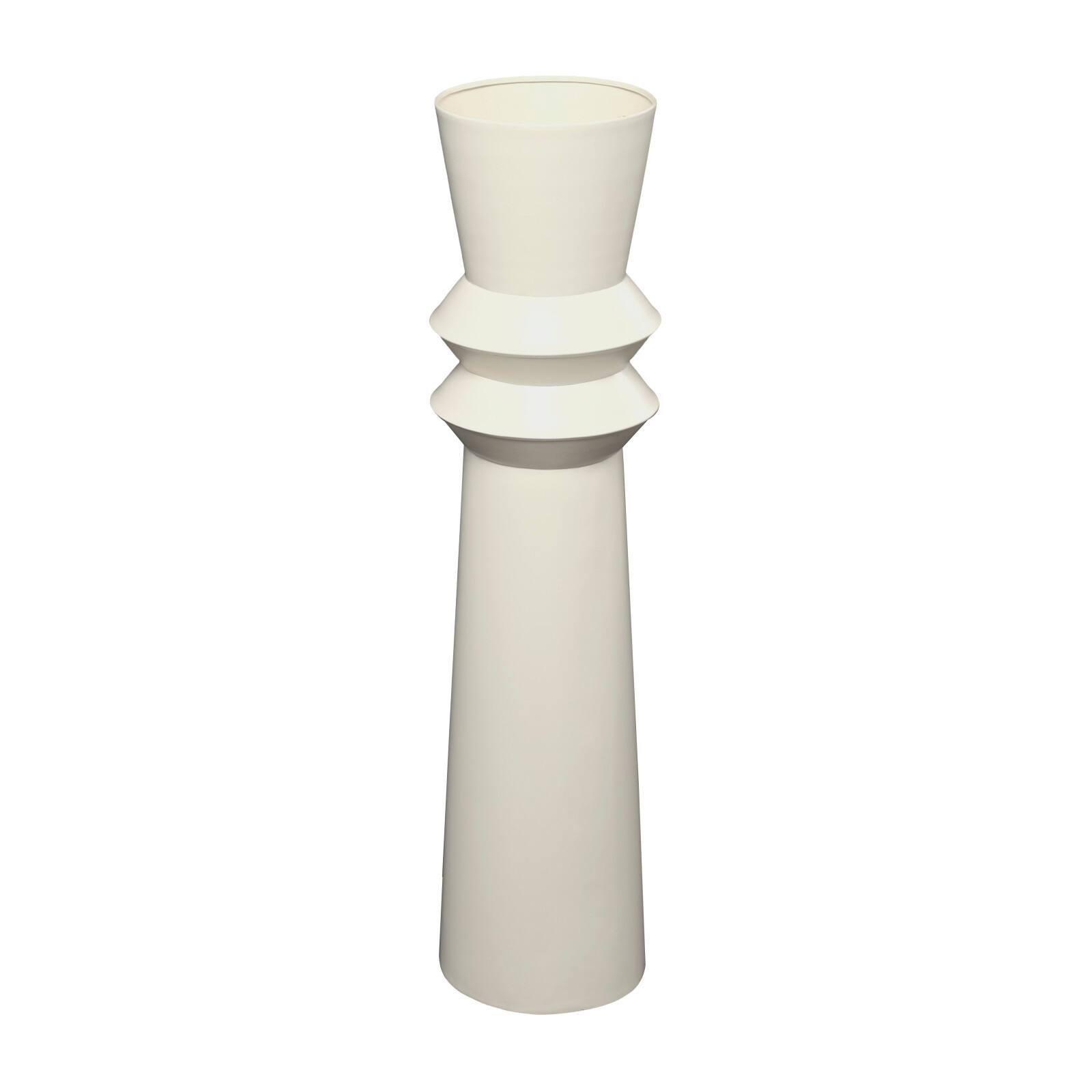 2.5ft. Cream Metal Tall Art Deco Fluted Floor Vase