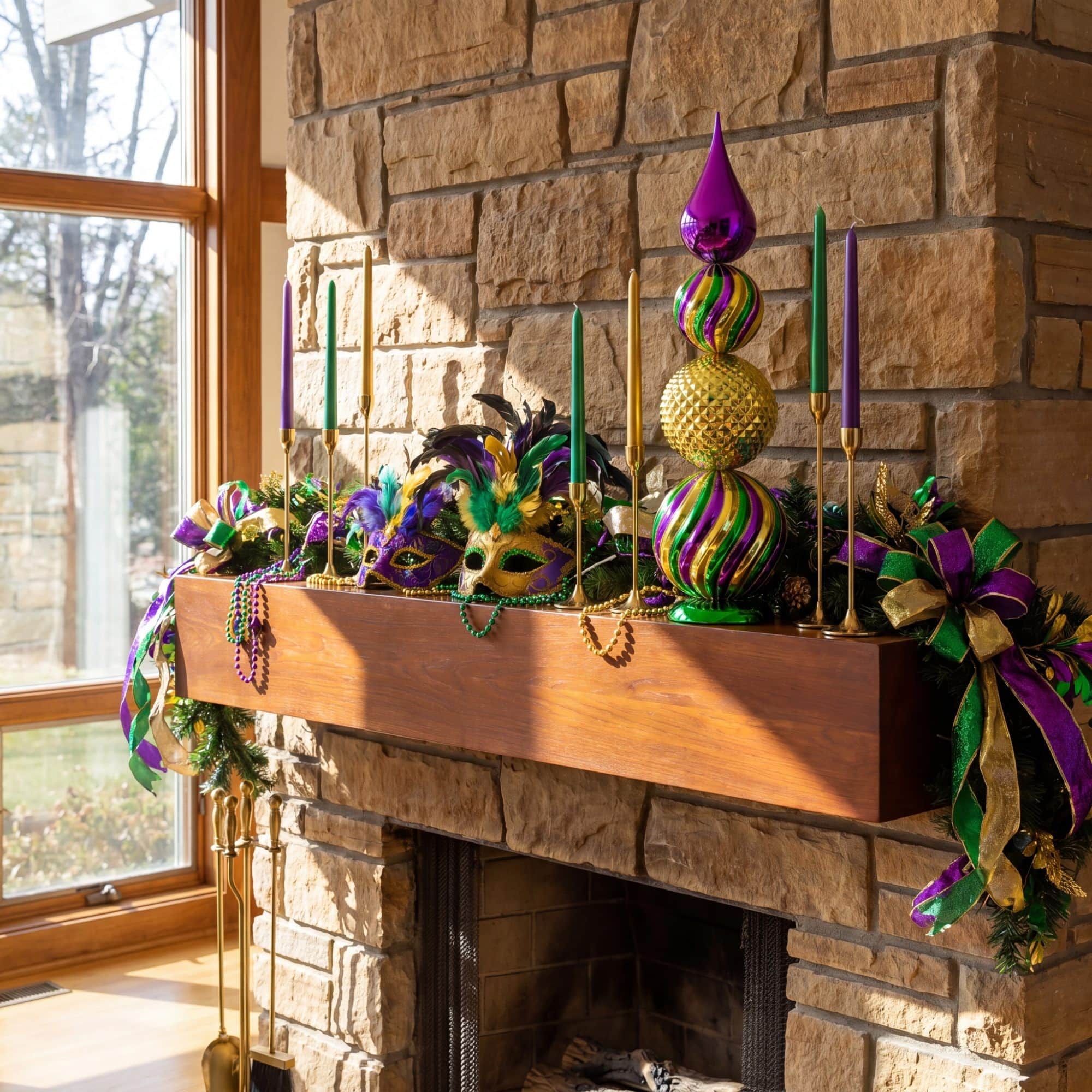 Nearly Natural 22" Mardi Gras Finial Table Décor