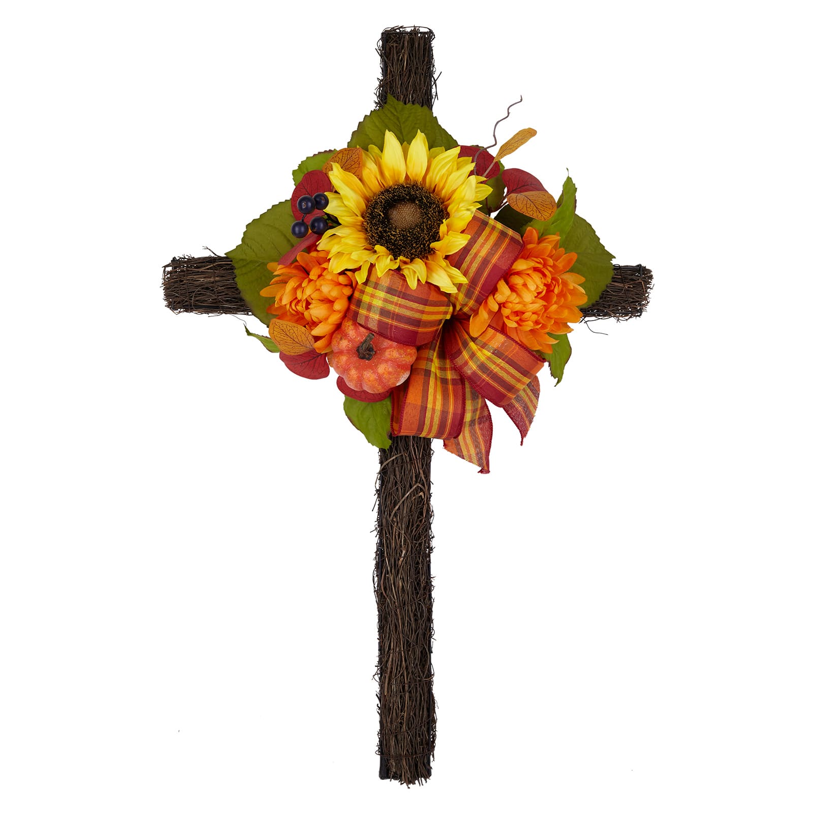 38" Yellow Sunflower & Pumpkin Mix Cross by Ashland®