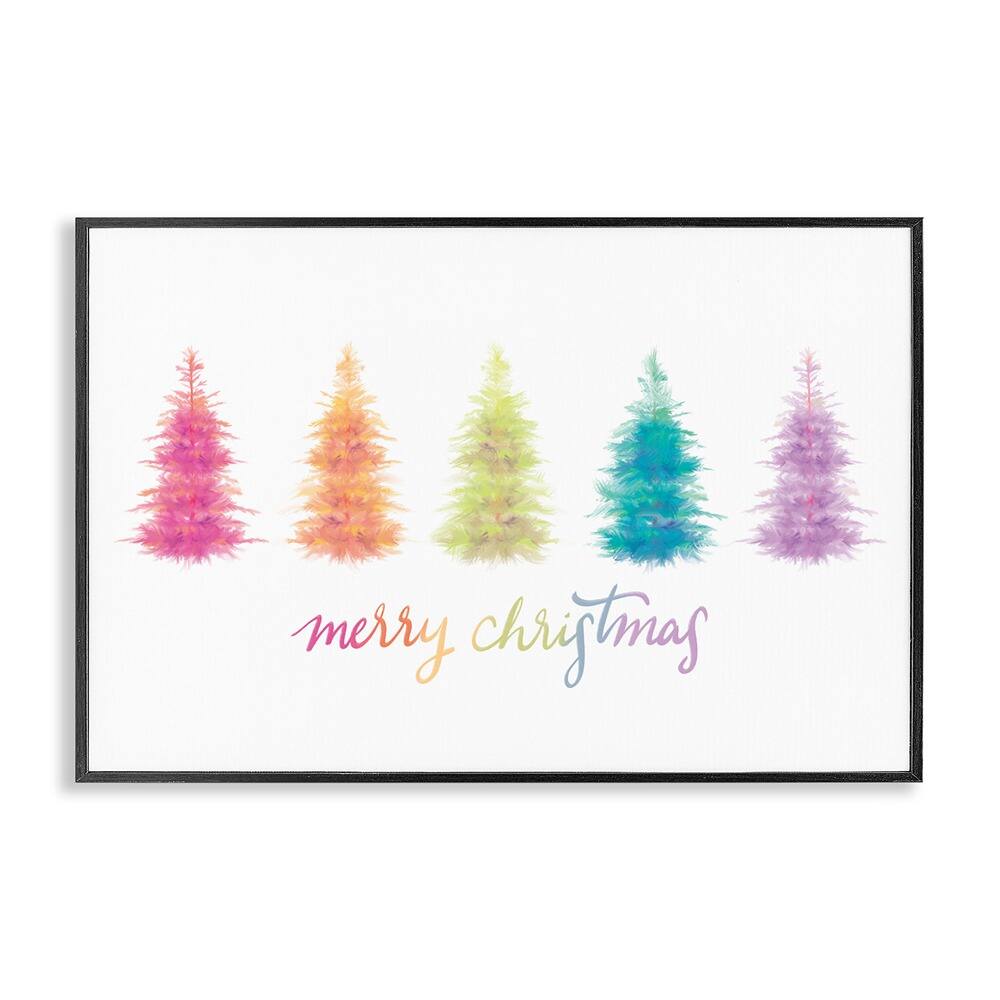 Stupell Industries Rainbow Christmas Trees Framed Giclee Wall Art