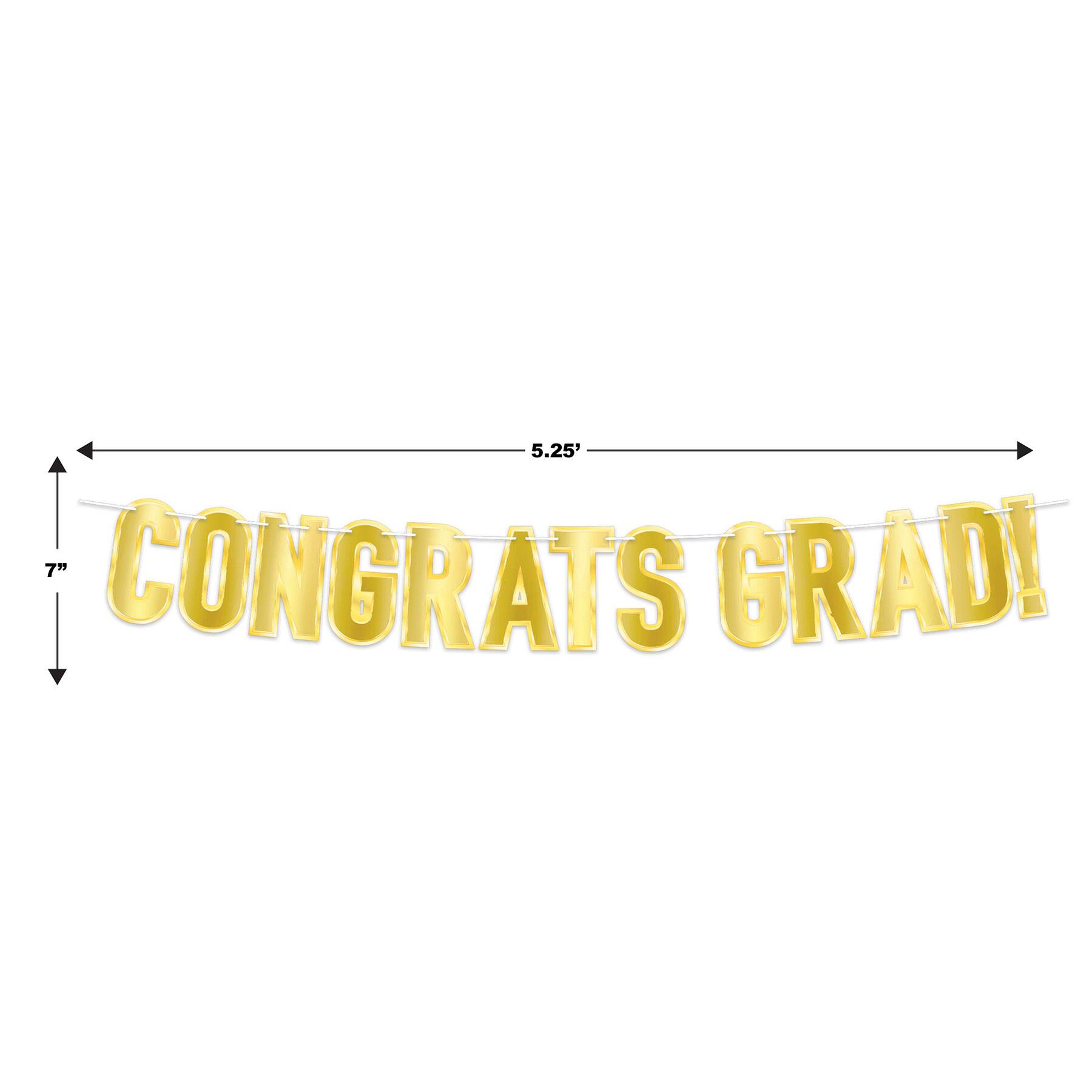 Beistle 5.25ft. Gold Foil Congrats Grad! Streamer