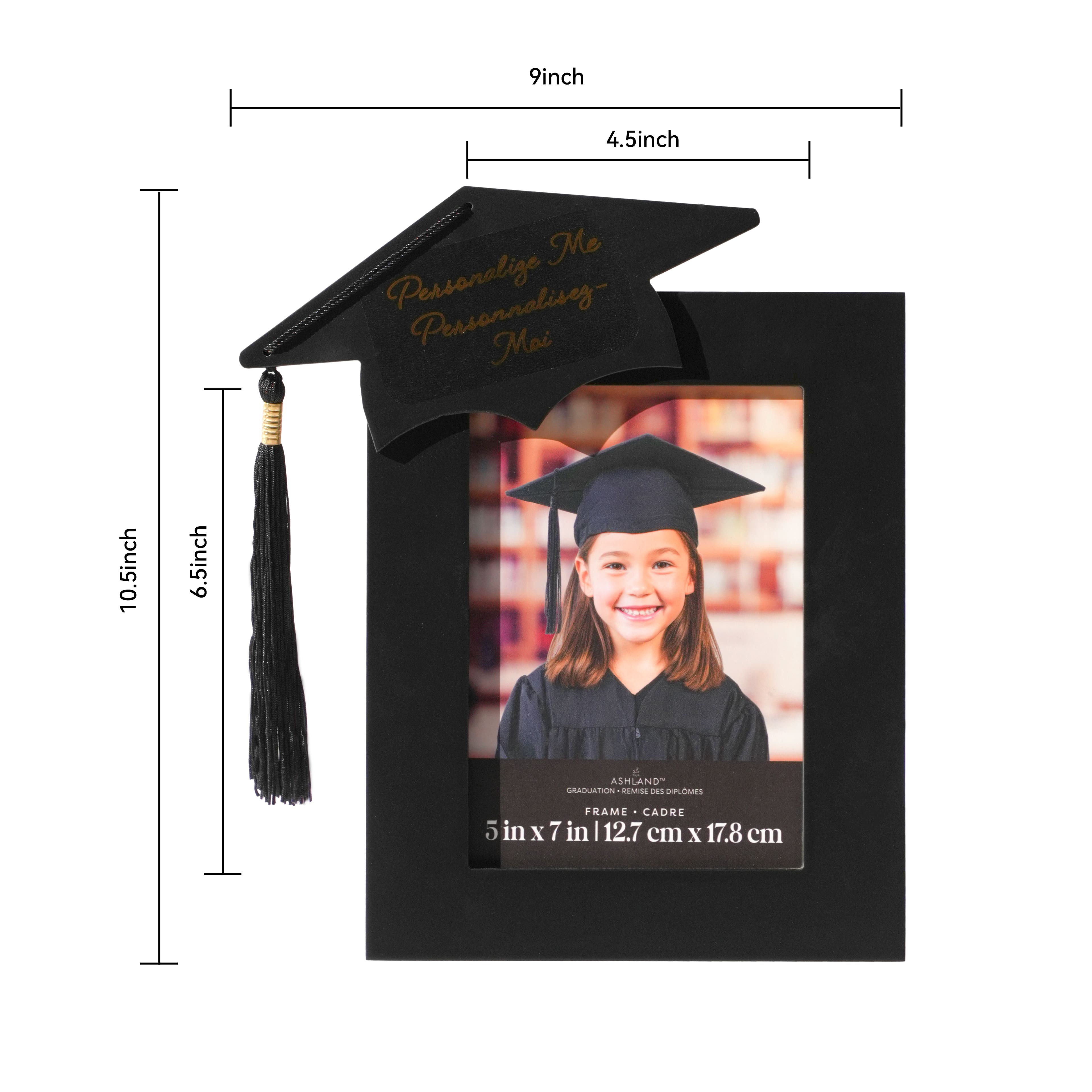 5" x 7" Black Customizable Tabletop Frame with Hat, Graduation by Ashland®