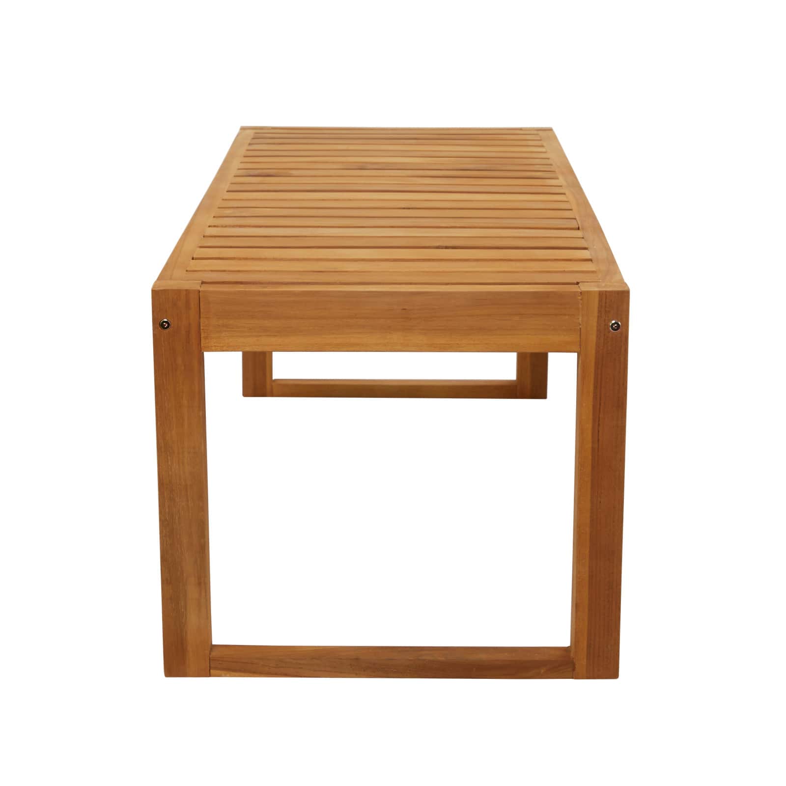 47" Brown Teak Wood Slatted Outdoor Accent Table