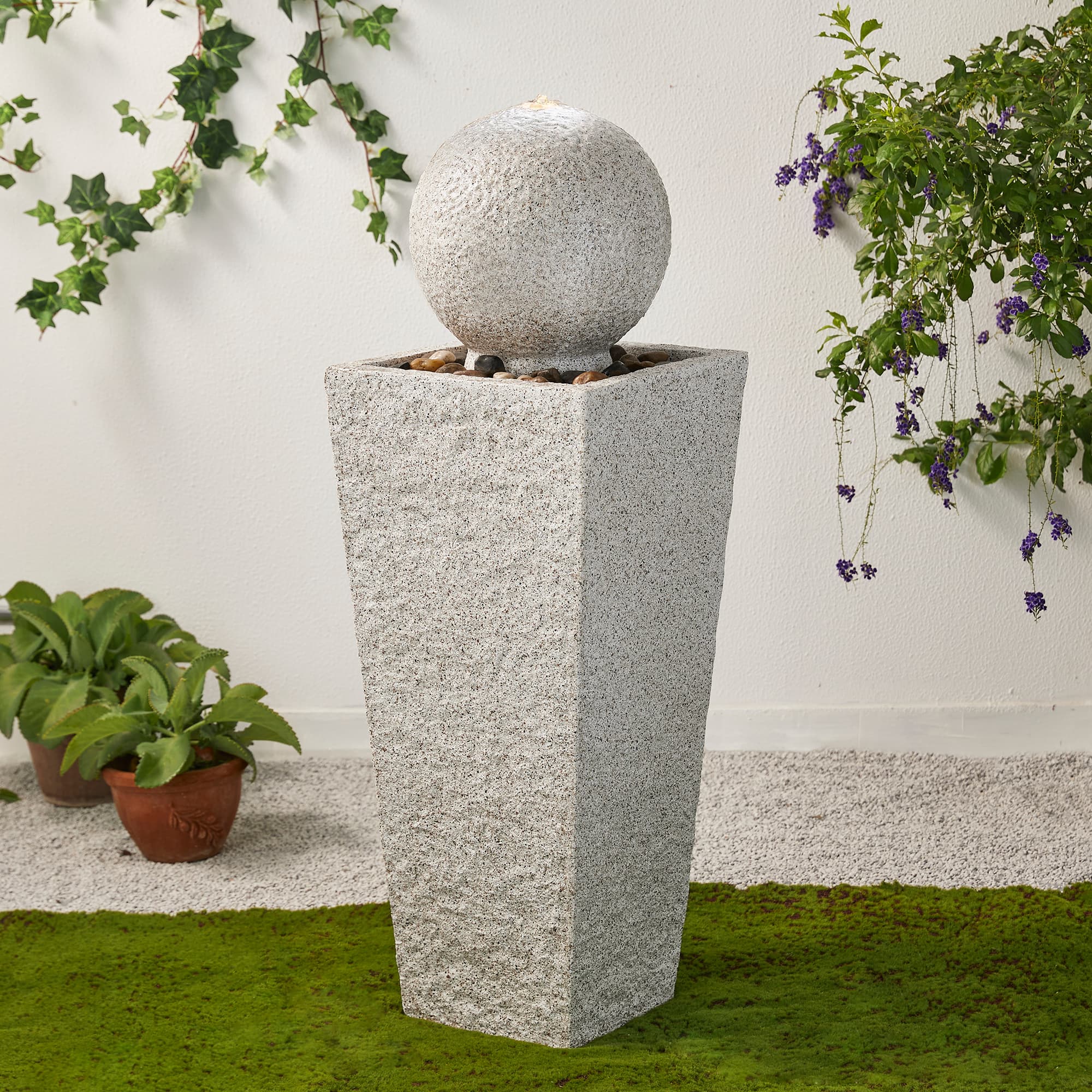 Glitzhome® 3.5ft LED Pedestal & Sphere Outdoor Fountain
