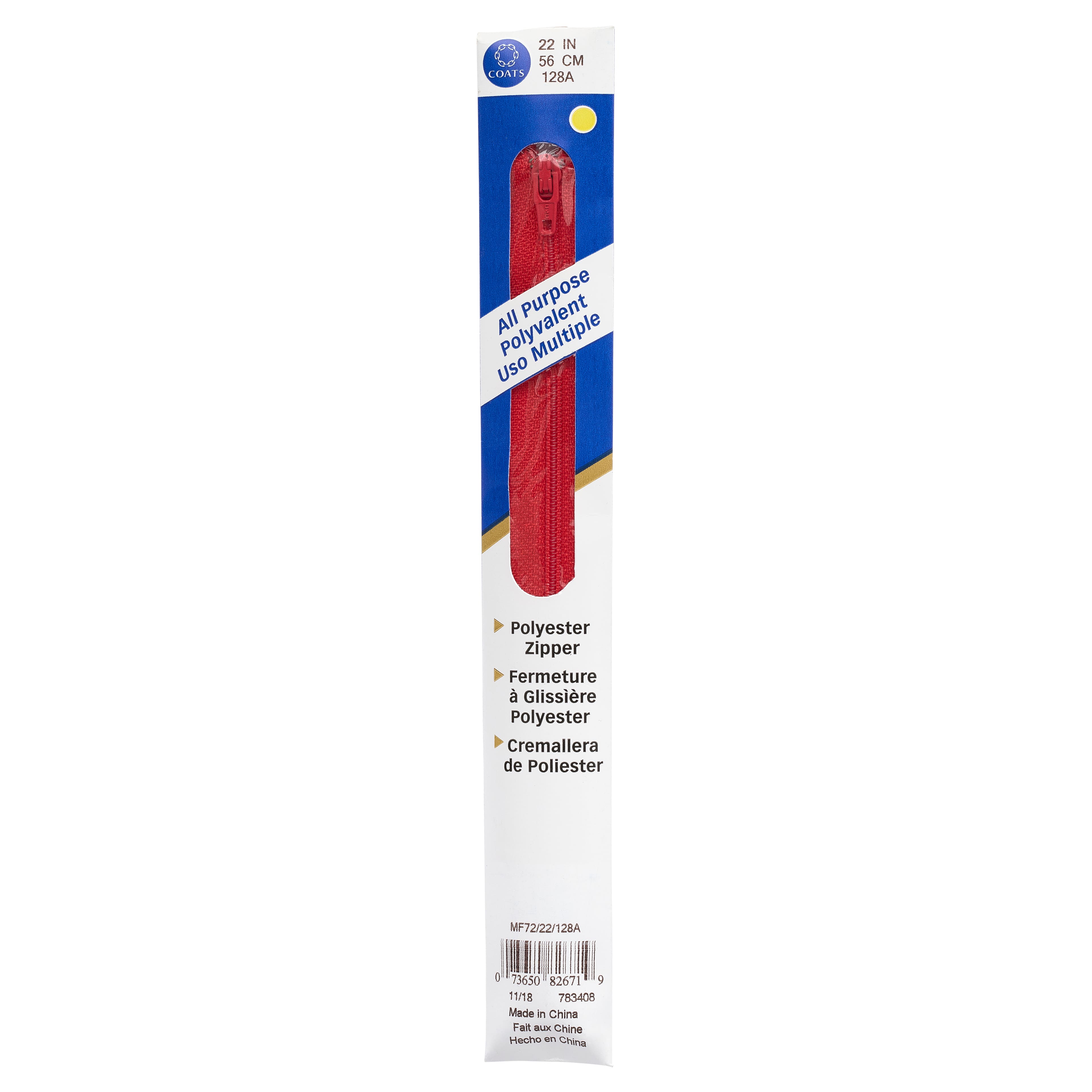 12 Pack: Coats & Clark 22" Polyester All Purpose Zipper