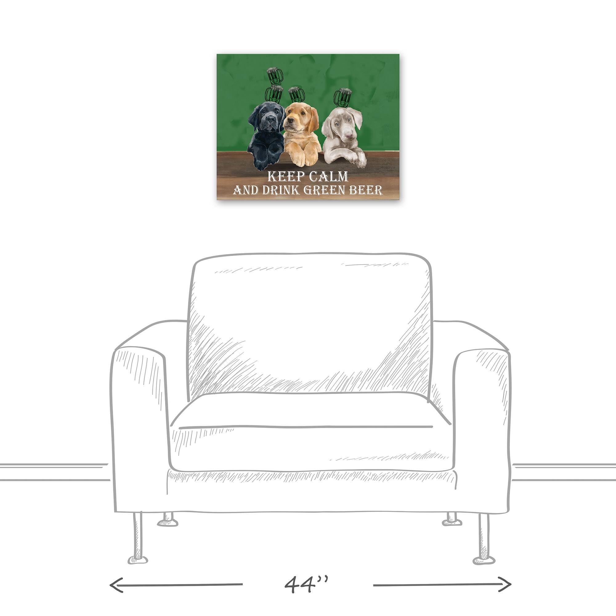 Keep Calm Drink Beer Dogs 20" x 16" Canvas Wall Art
