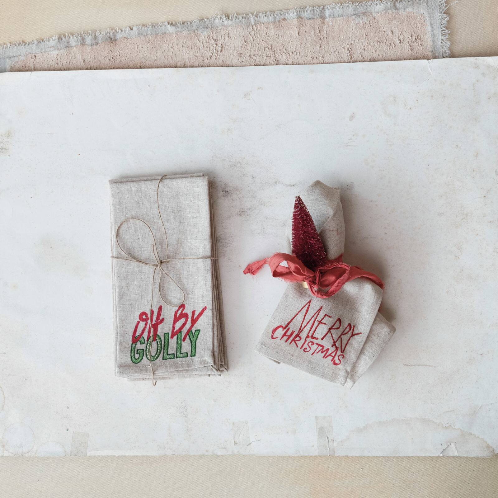 Hello Honey® 18" White & Red Christmas Cotton Napkin Set